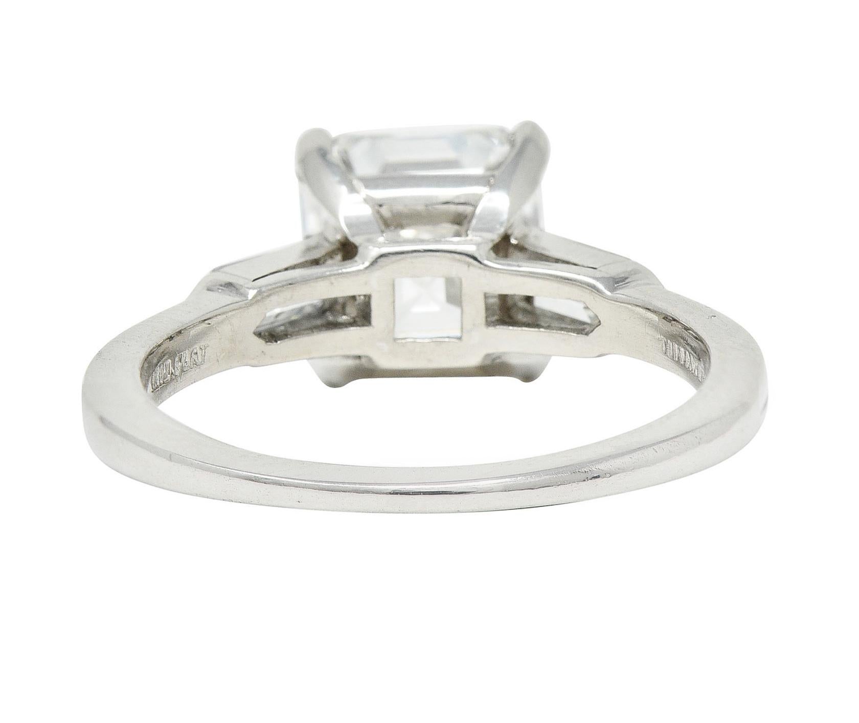 Tiffany & Co. 4.28 Carats Asscher Diamond Platinum Engagement Ring In Excellent Condition In Philadelphia, PA