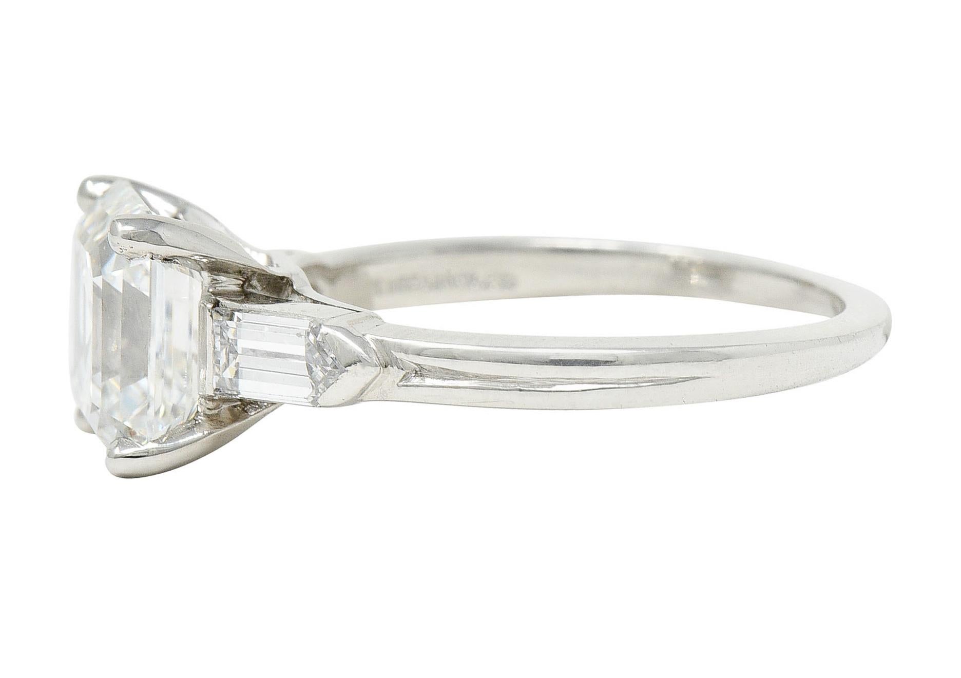 Women's or Men's Tiffany & Co. 4.28 Carats Asscher Diamond Platinum Engagement Ring
