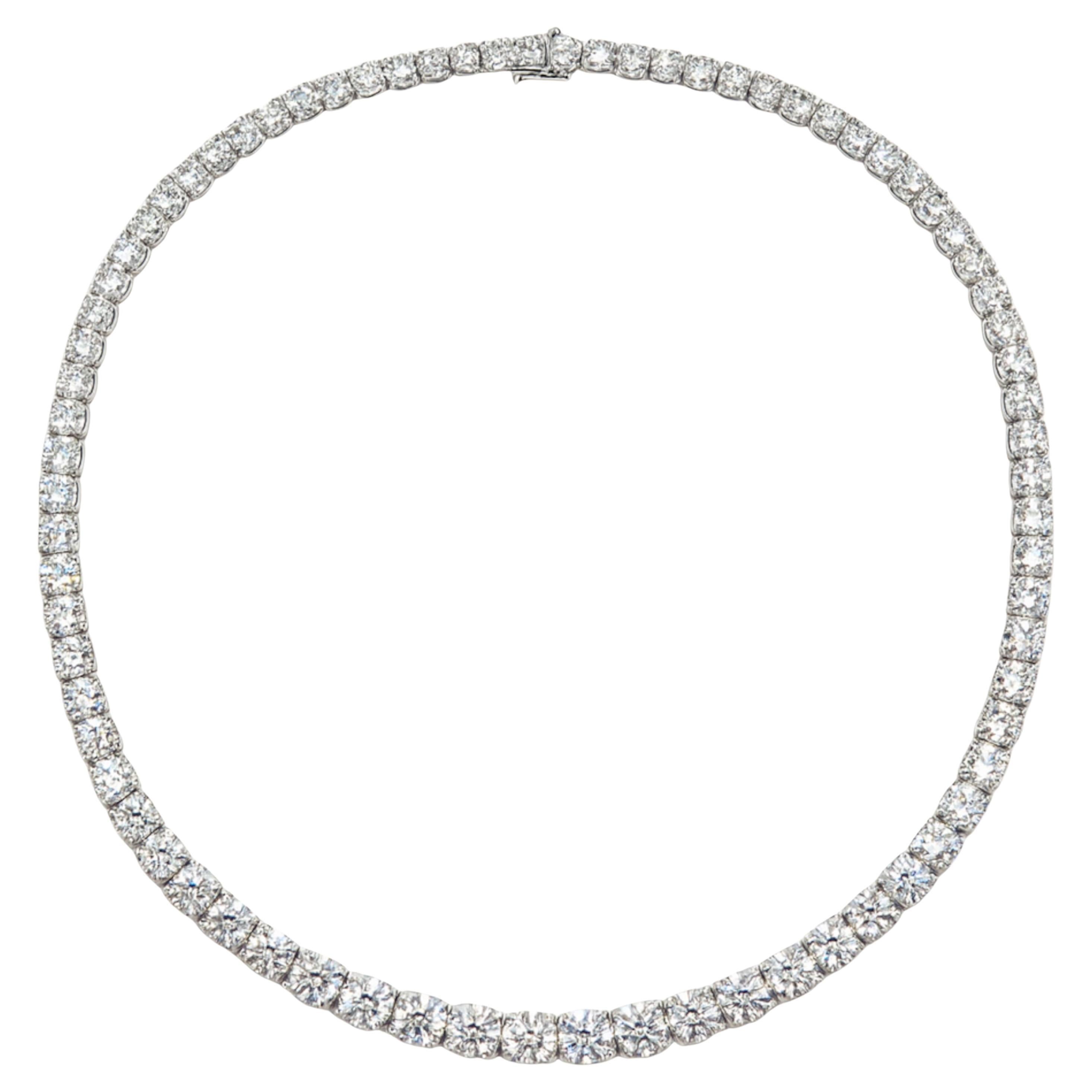 Tiffany & Co. 43 Carat Graduated Platinum Diamond Necklace F VVS VS en vente