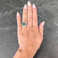 Tiffany & Co. 4.38 CTW Green Tourmaline Diamond Platinum Soleste Halo Ring