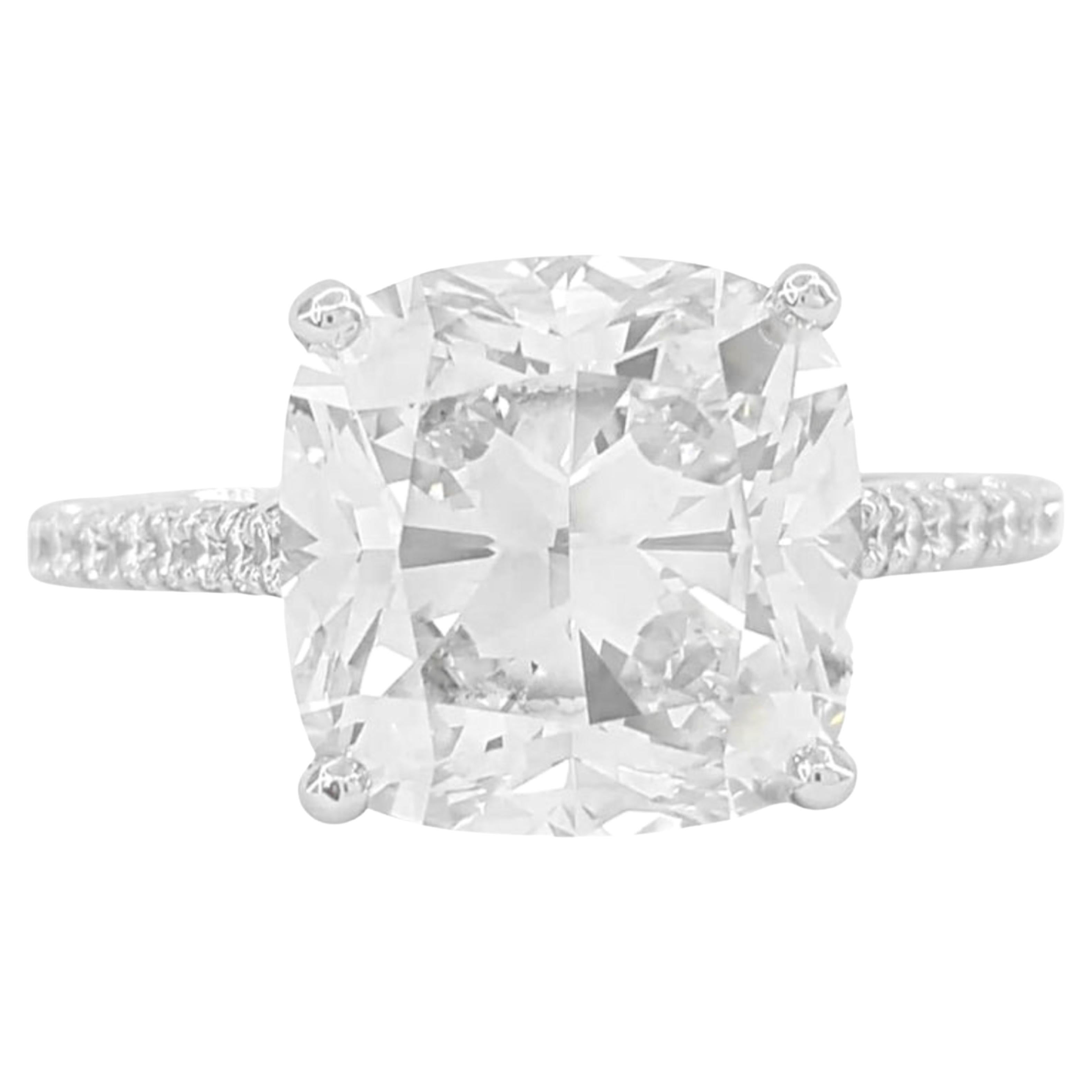 Tiffany & Co. 4.39 Ct. Cushion Brilliant Cut Diamond Halo Engagement Ring