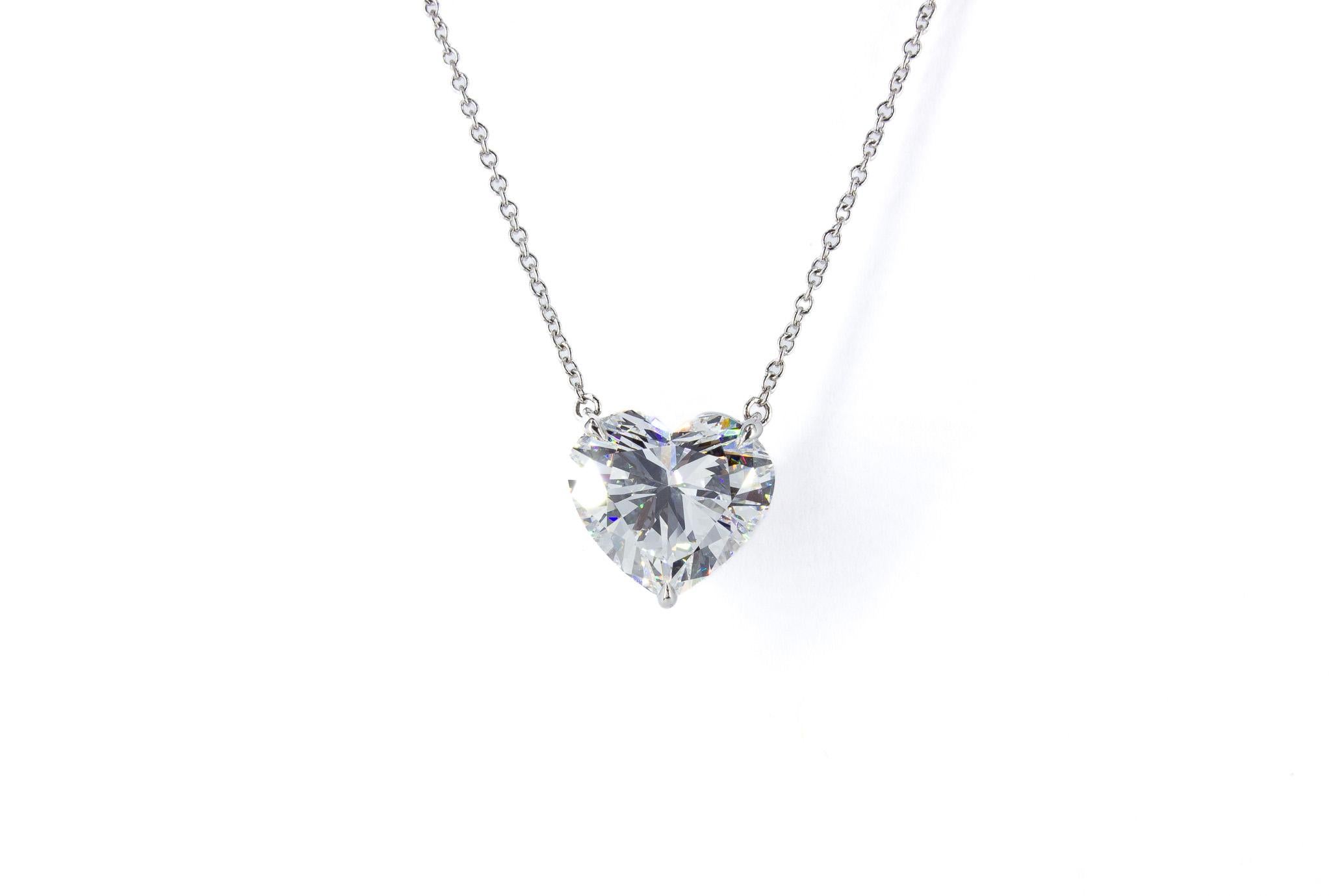 Contemporary Tiffany & Co. 4.43 Carat GIA G SI1 Diamond Heart Necklace For Sale