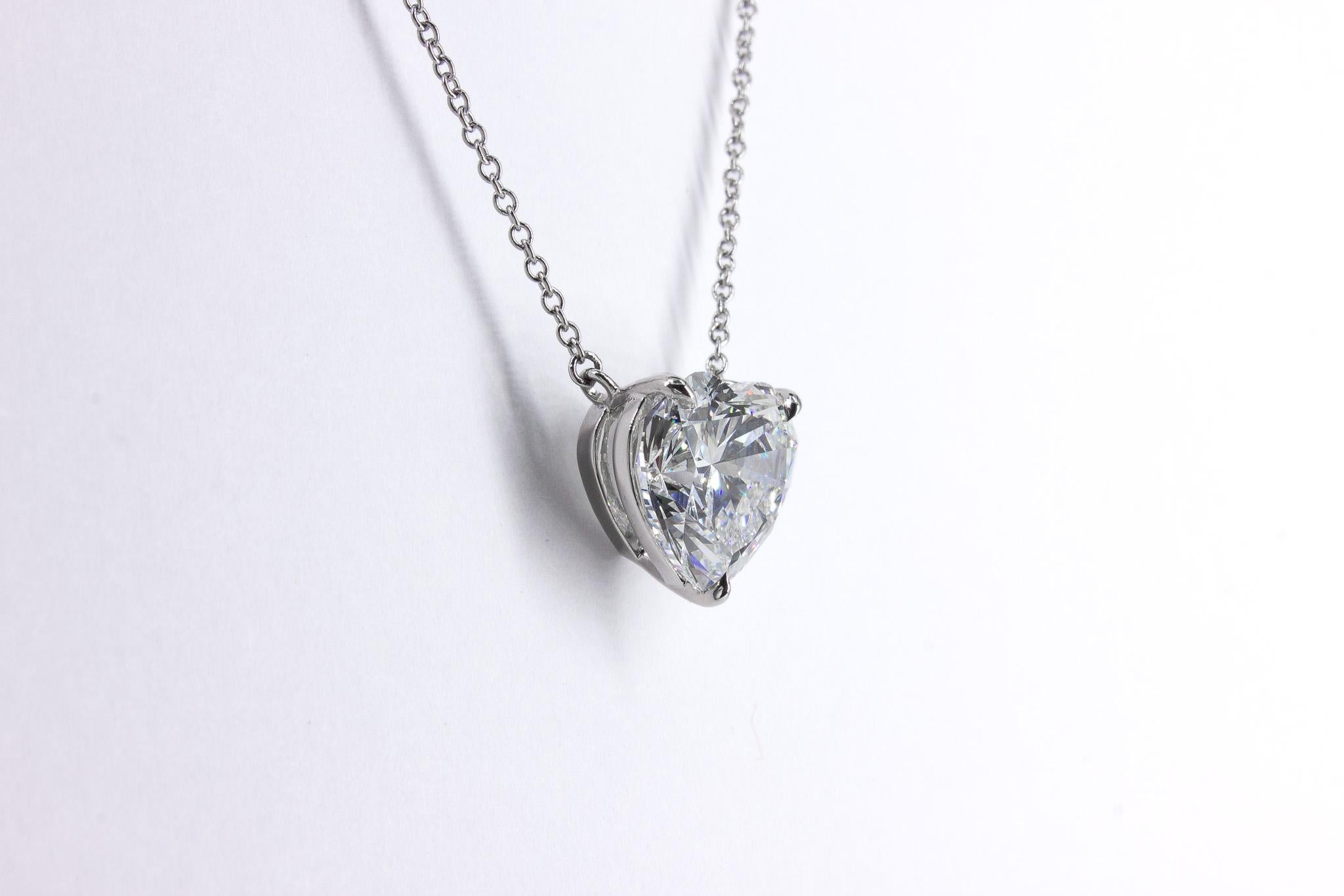 Tiffany & Co. 4.43 Carat GIA G SI1 Diamond Heart Necklace In New Condition For Sale In New York, NY