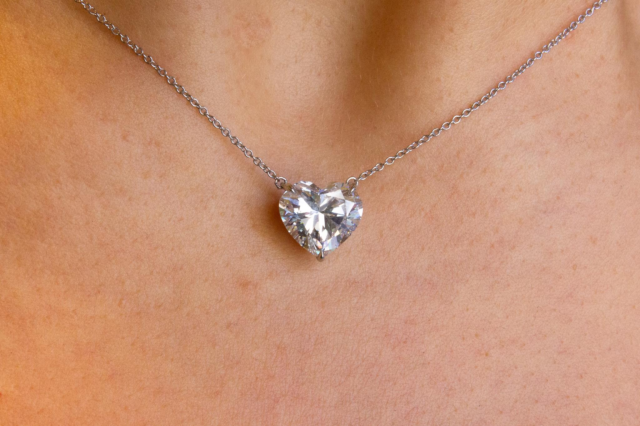 Tiffany & Co. 4.43 Carat GIA G SI1 Diamond Heart Necklace For Sale 3