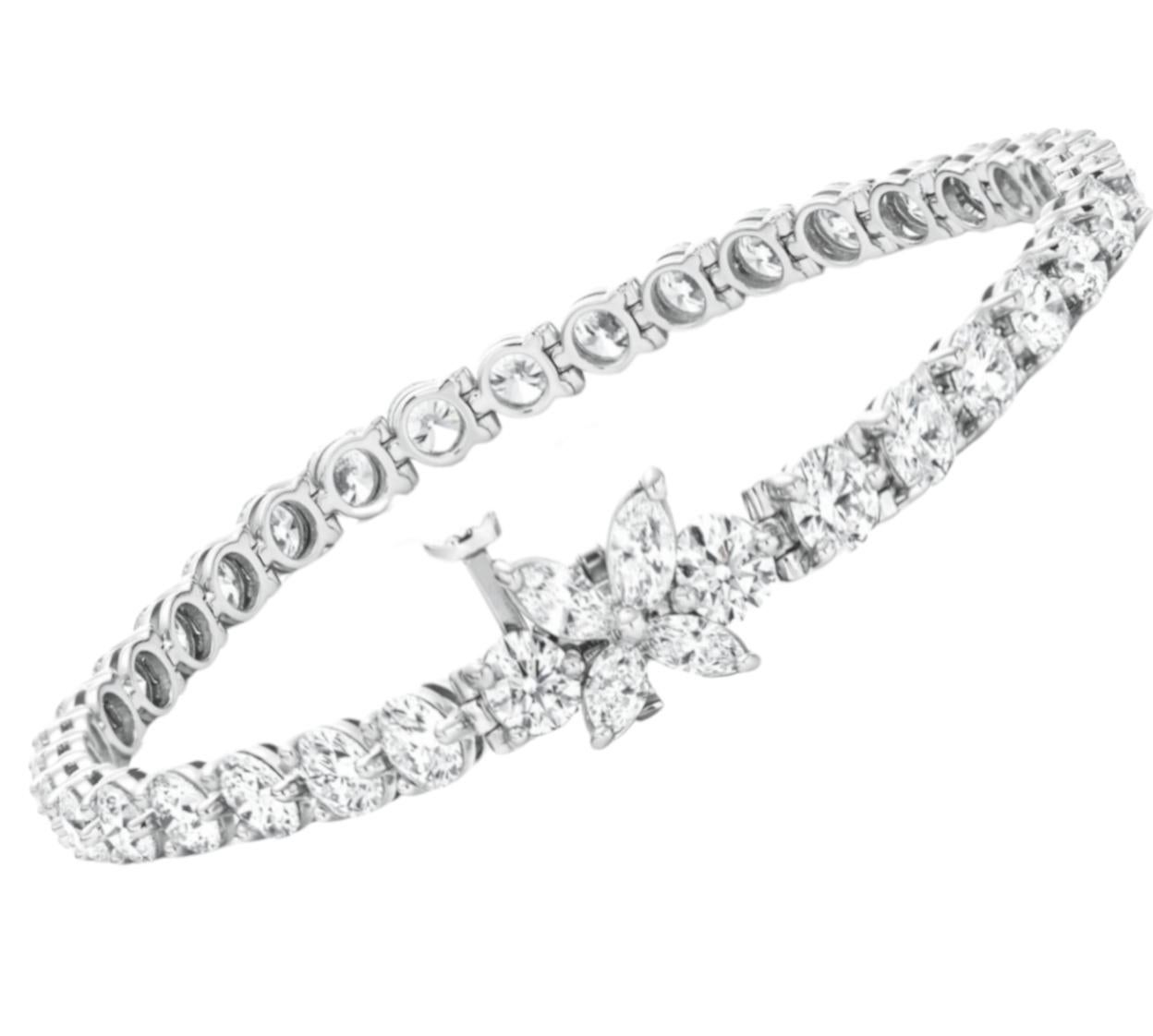 Taille ronde Tiffany & Co. Bracelet Victoria en platine avec diamants de 4.49 carats en vente