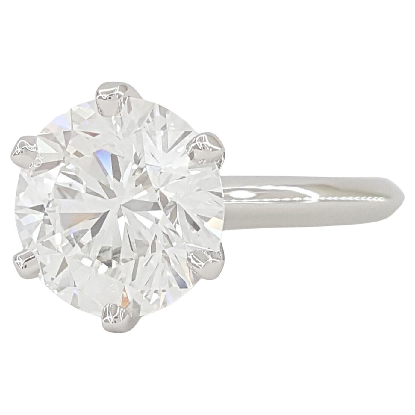 Contemporary Tiffany & Co. 4.49 Carat Round Cut Diamond Platinum Solitaire Ring For Sale