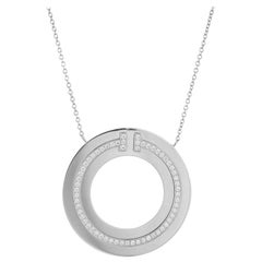 T-Anhänger-Halskette, .45 Karat Diamant, Weißgold, von Tiffany & Co