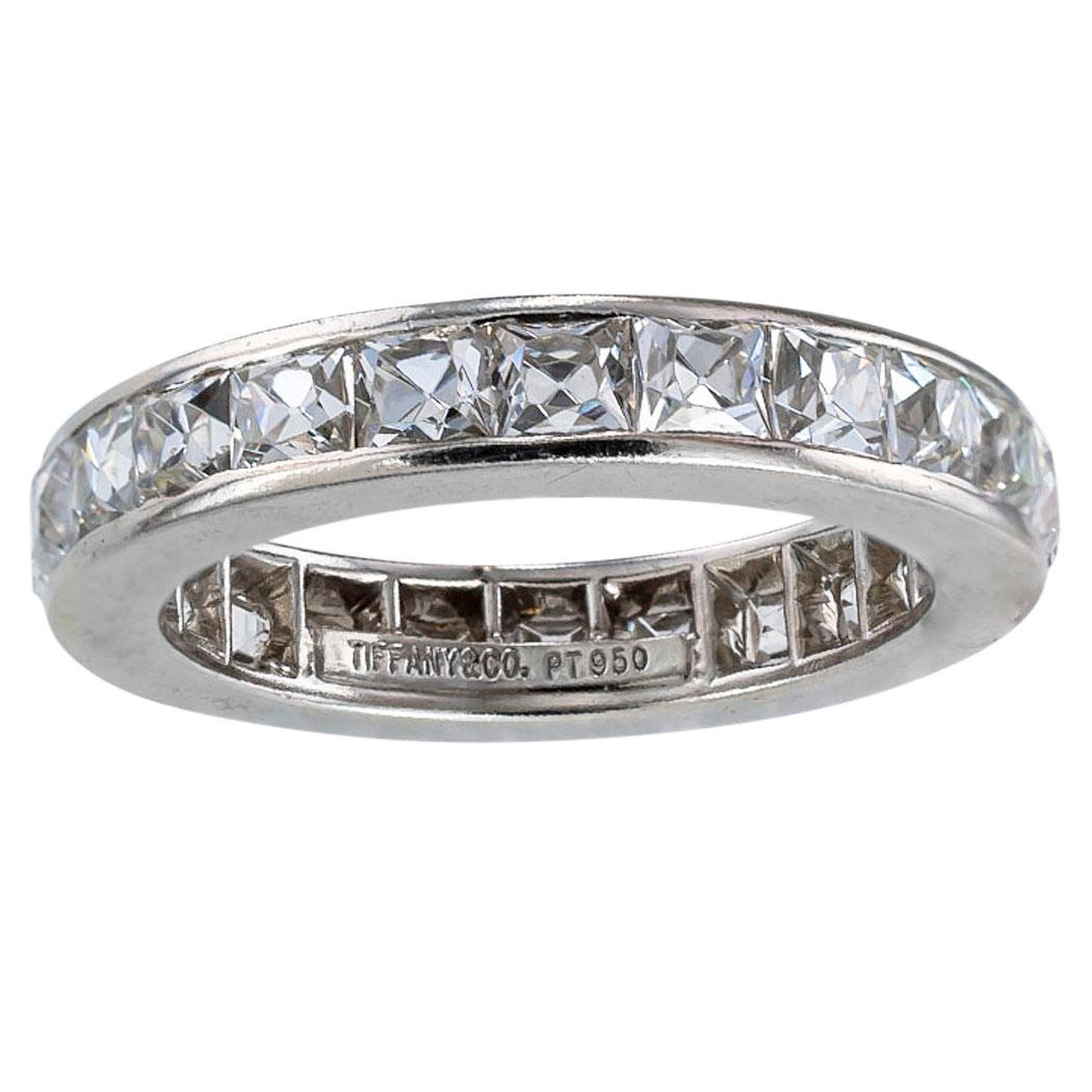  Tiffany & Co Bague éternité en platine avec diamants taille française de 4::50 carats Unisexe 
