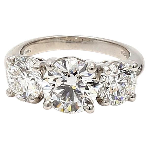 Tiffany & Co 4.57 Carat Round Brilliant Diamond Platinum Three-Stone Ring