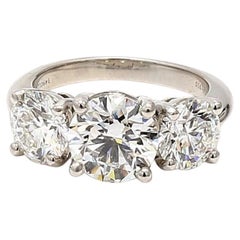 Tiffany & Co 4.57 Carat Round Brilliant Diamond Platinum Three-Stone Ring