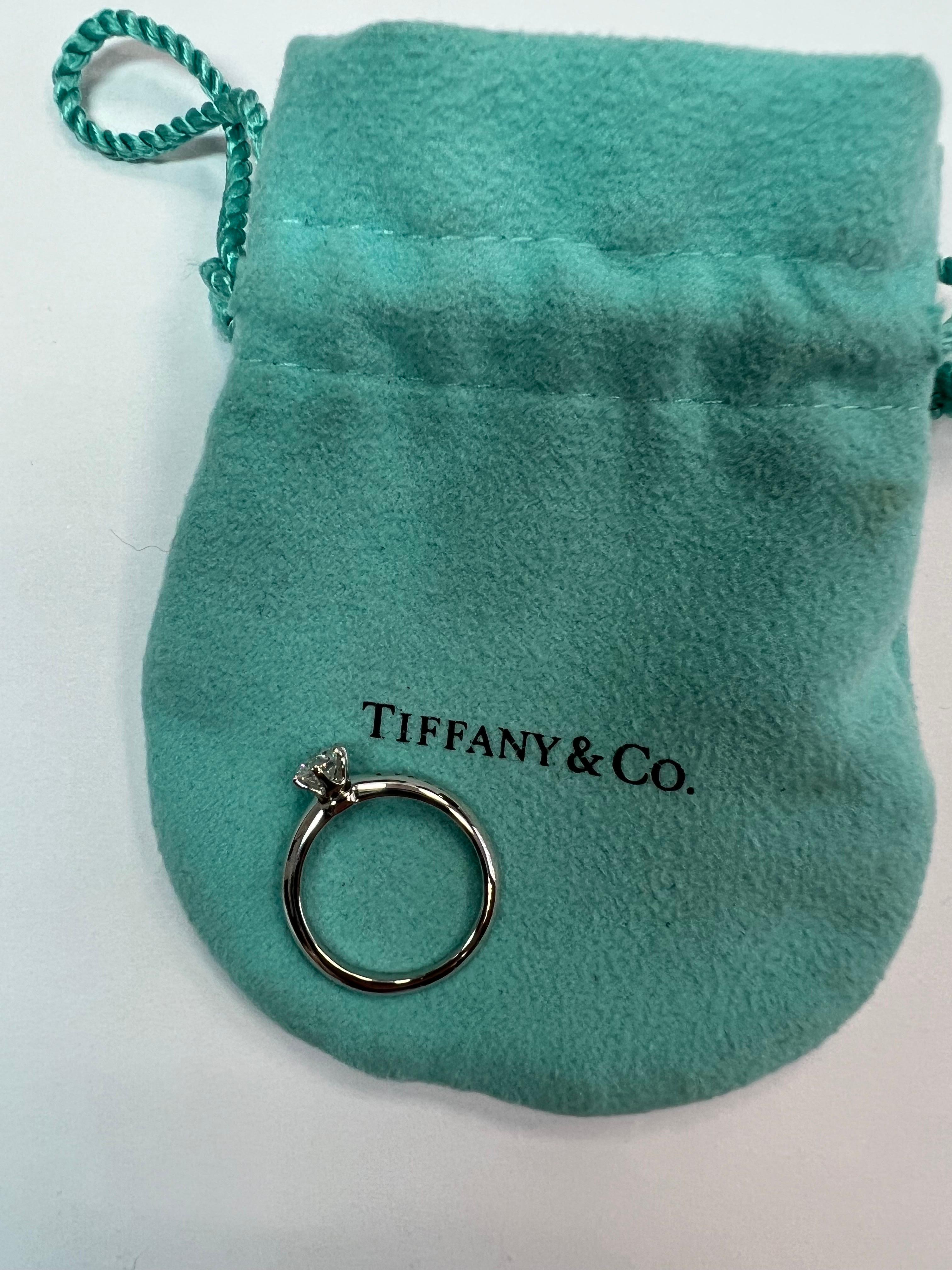 Round Cut Tiffany & Co .46 Carat GIA Certified H VS2 Round Natural Diamond Engagement Ring For Sale