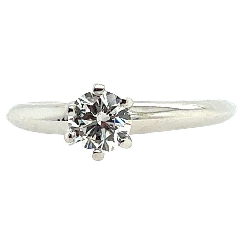 Tiffany & Co .46 Carat GIA Certified H VS2 Round Natural Diamond Engagement Ring For Sale
