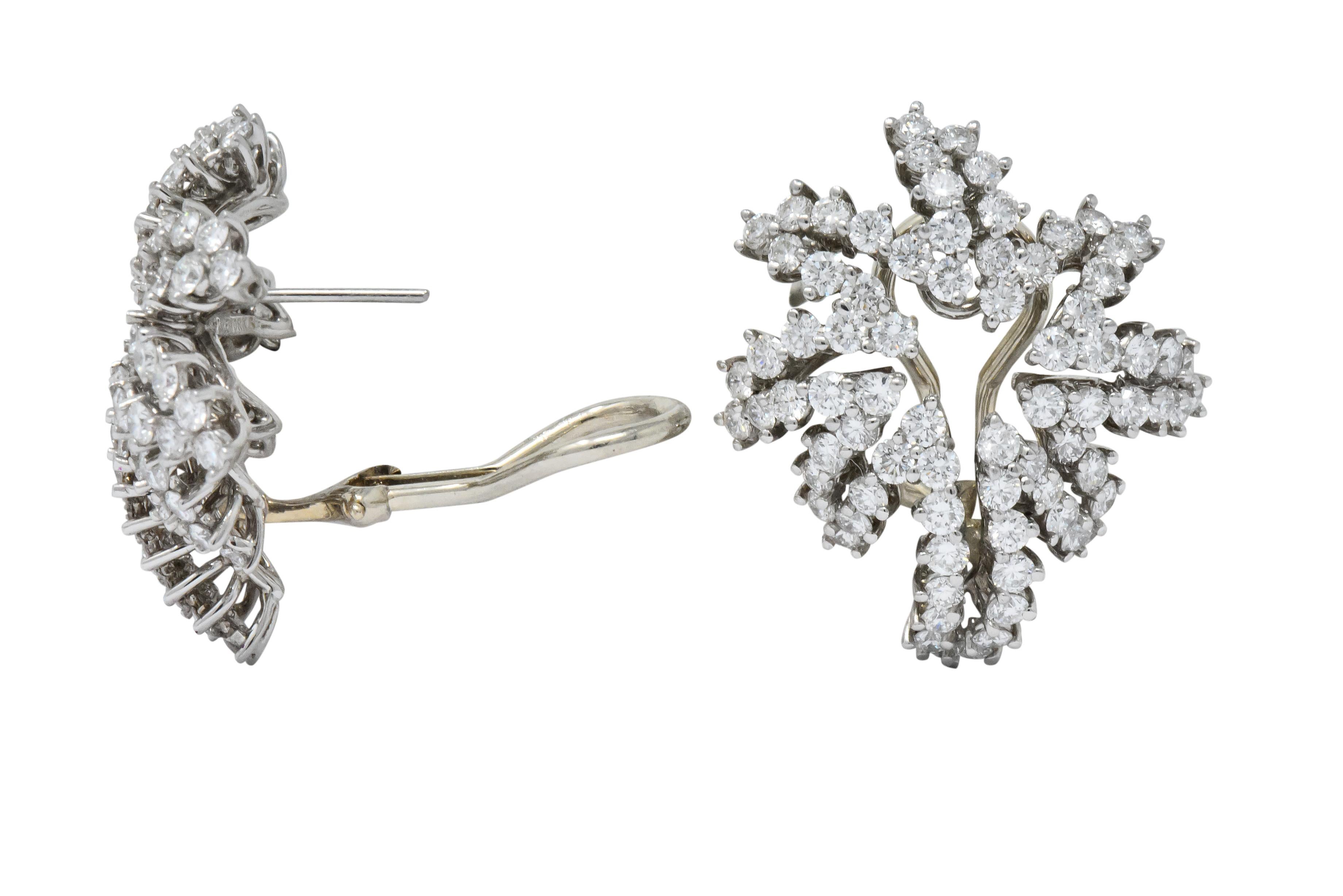 Round Cut Tiffany & Co. 4.62 Carat Diamond Platinum 18 Karat White Gold Firework Earrings