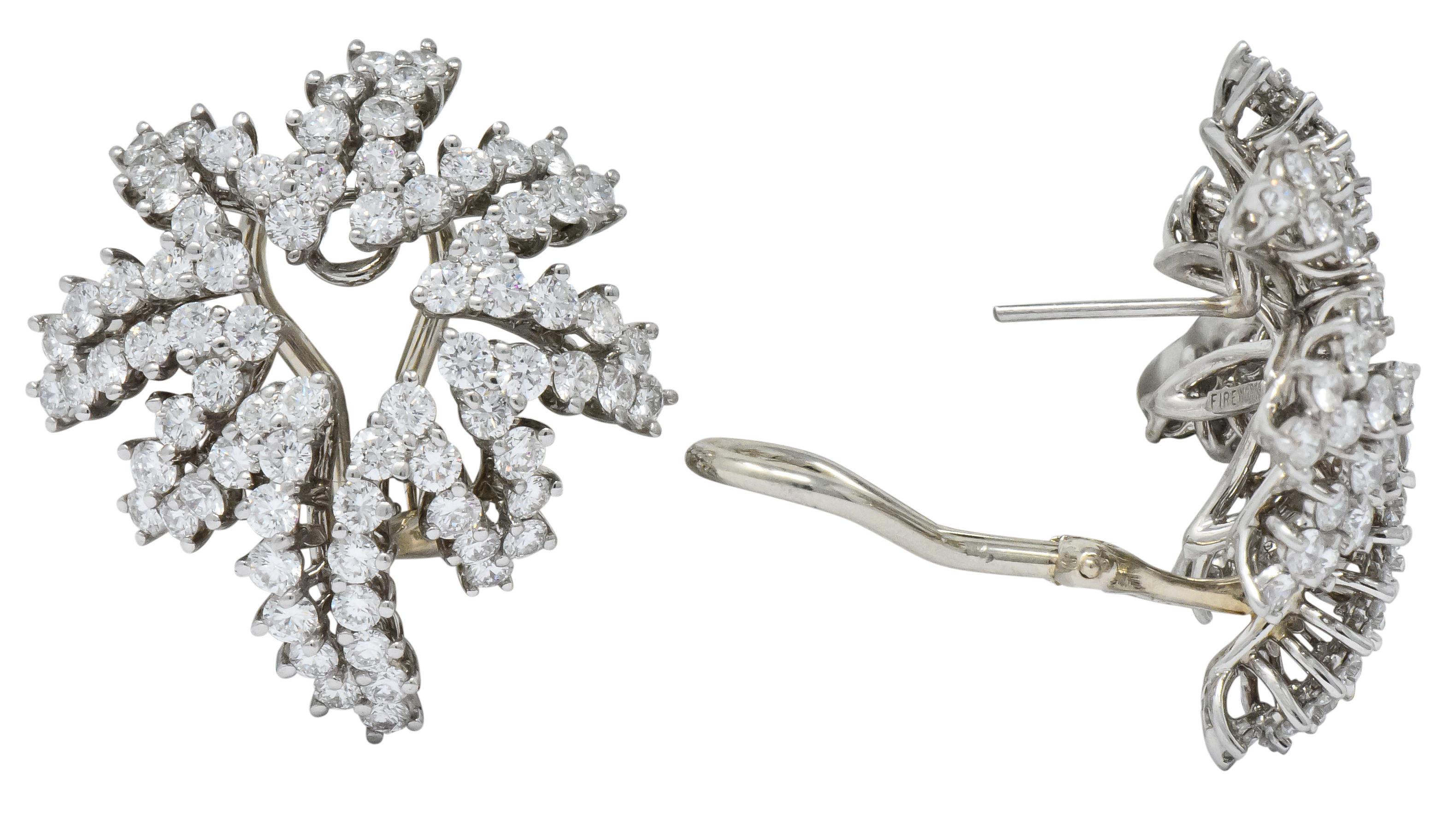 Tiffany & Co. 4.62 Carat Diamond Platinum 18 Karat White Gold Firework Earrings In Excellent Condition In Philadelphia, PA