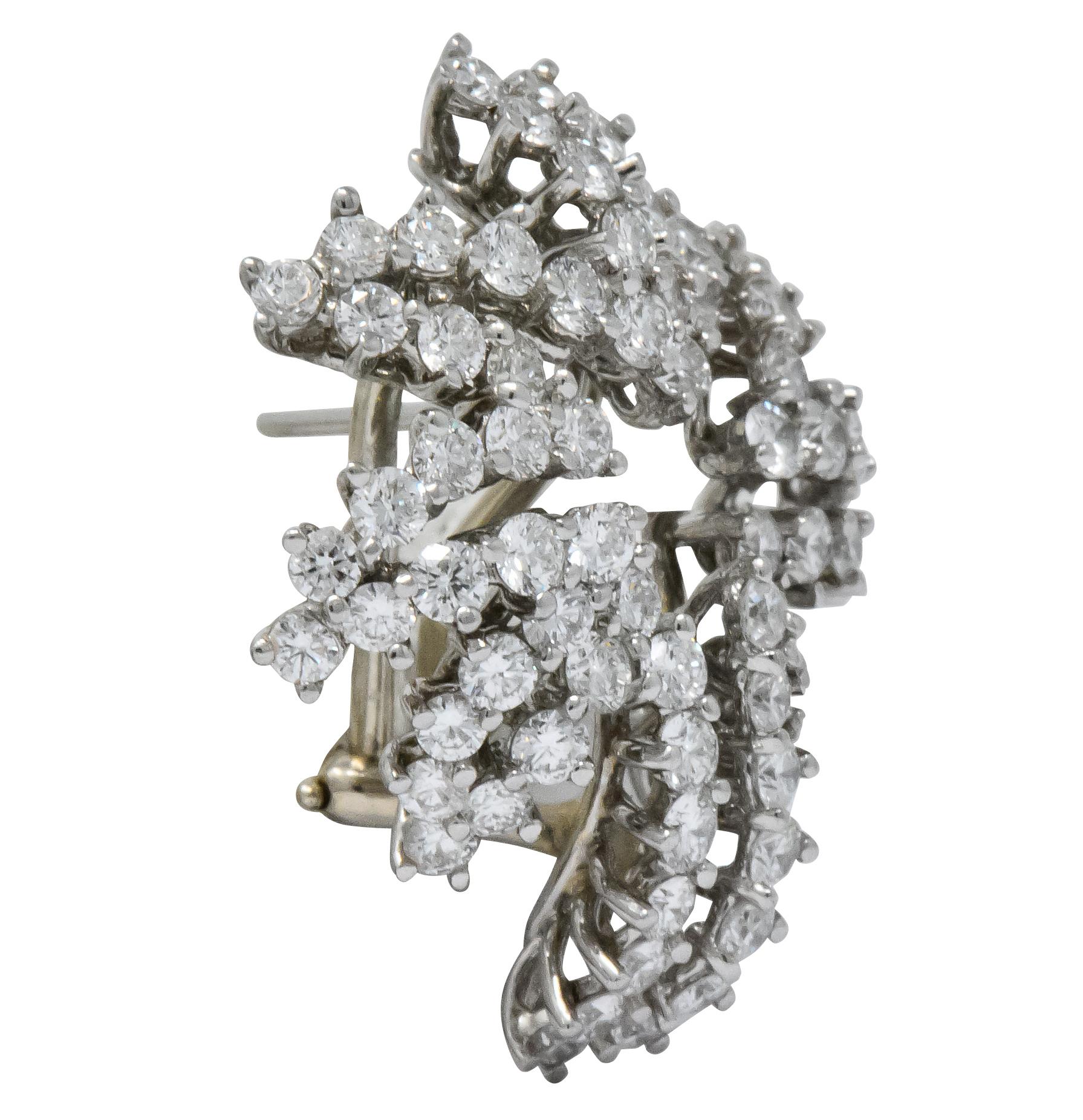 Women's or Men's Tiffany & Co. 4.62 Carat Diamond Platinum 18 Karat White Gold Firework Earrings