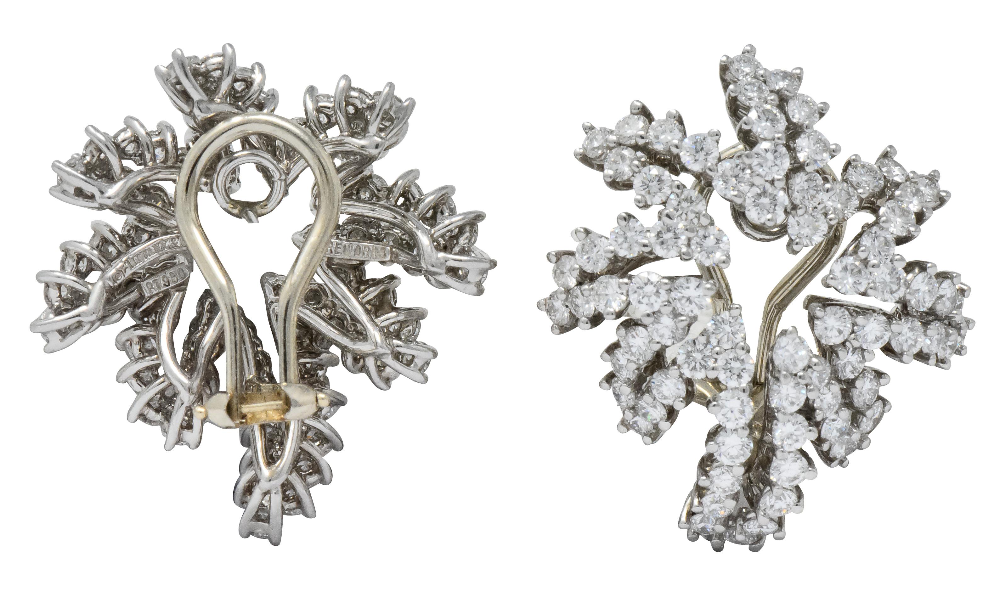 Tiffany & Co. 4.62 Carat Diamond Platinum 18 Karat White Gold Firework Earrings 2