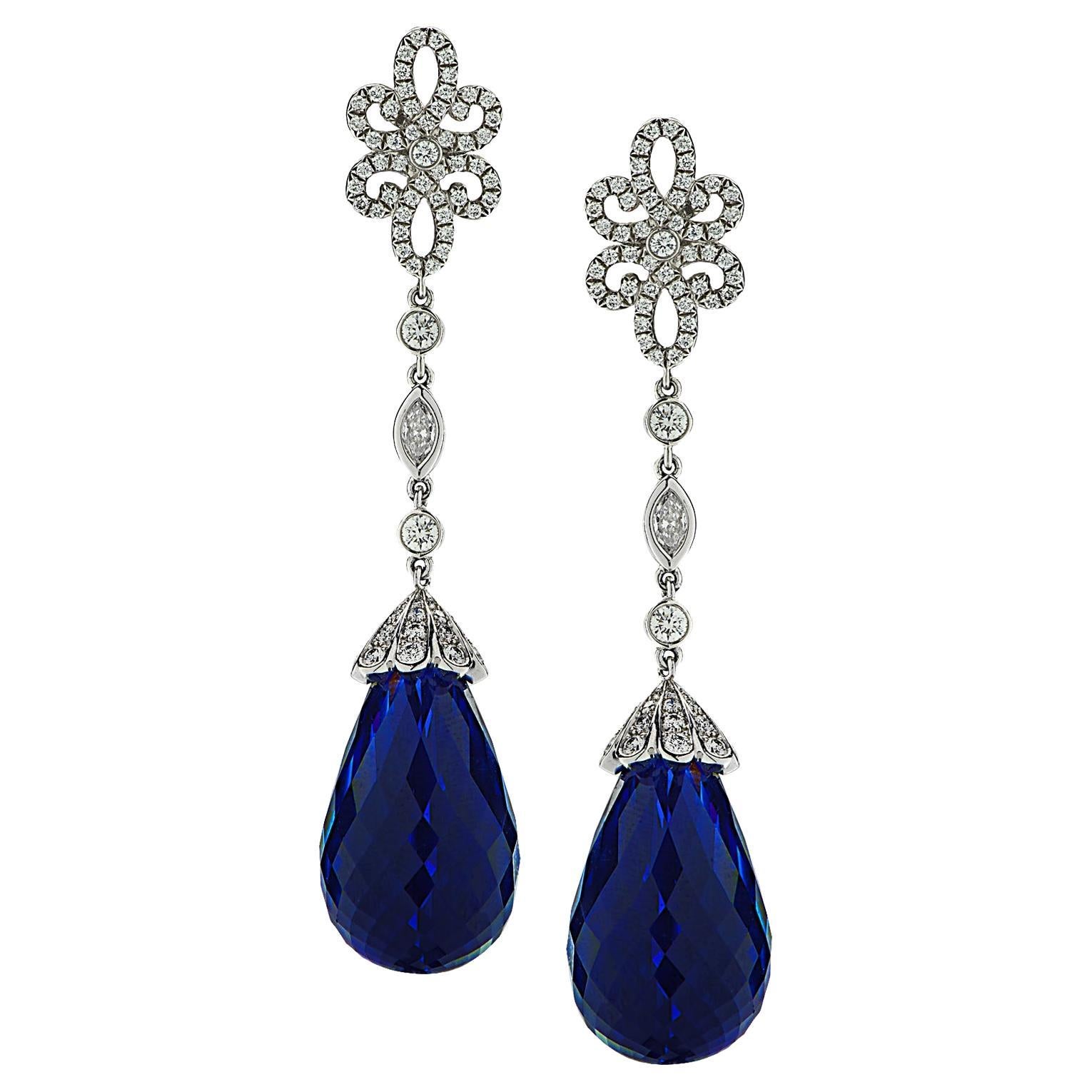 Tiffany & Co 46.84 Carat Tanzanite And Diamond Drop Earrings