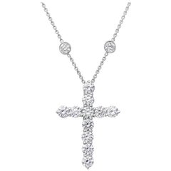 Tiffany & Co. 4.75 Carat Diamond Cross Pendant Necklace