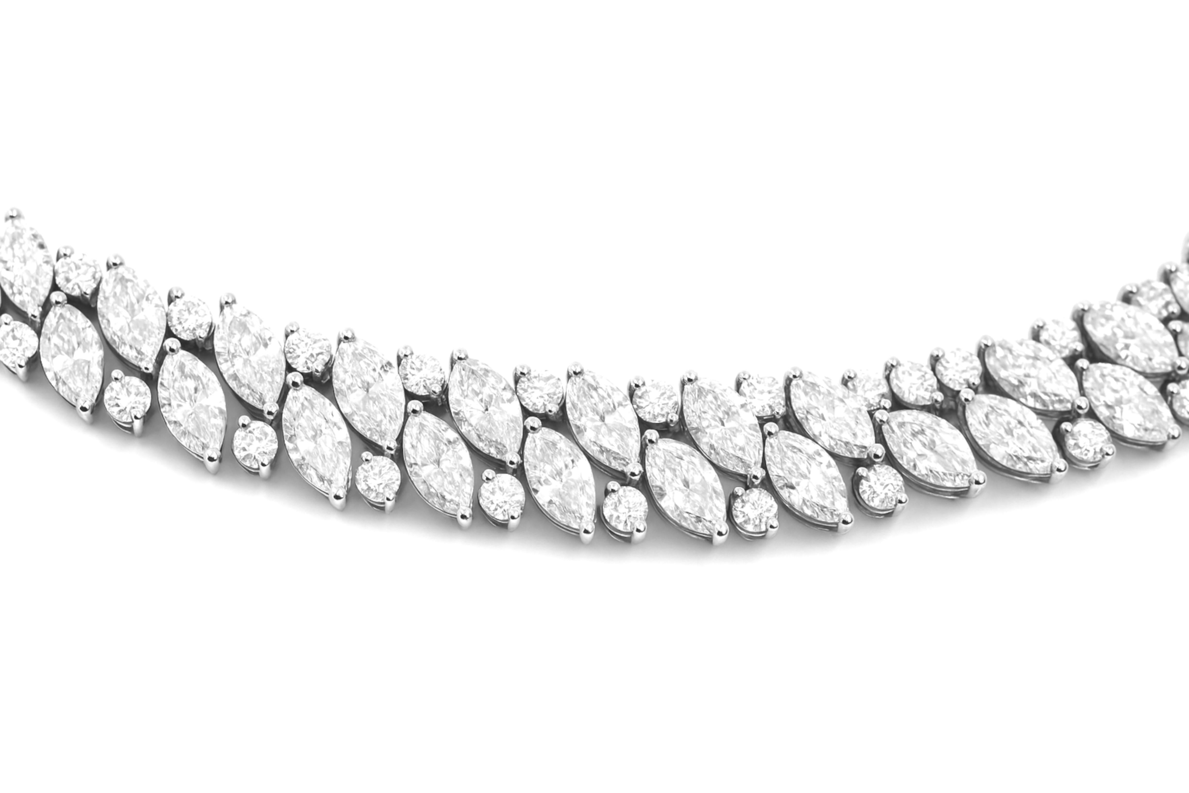 Tiffany & Co. 48 Karat Marquise Cluster Diamant Platin Halskette im Zustand „Hervorragend“ im Angebot in Chicago, IL