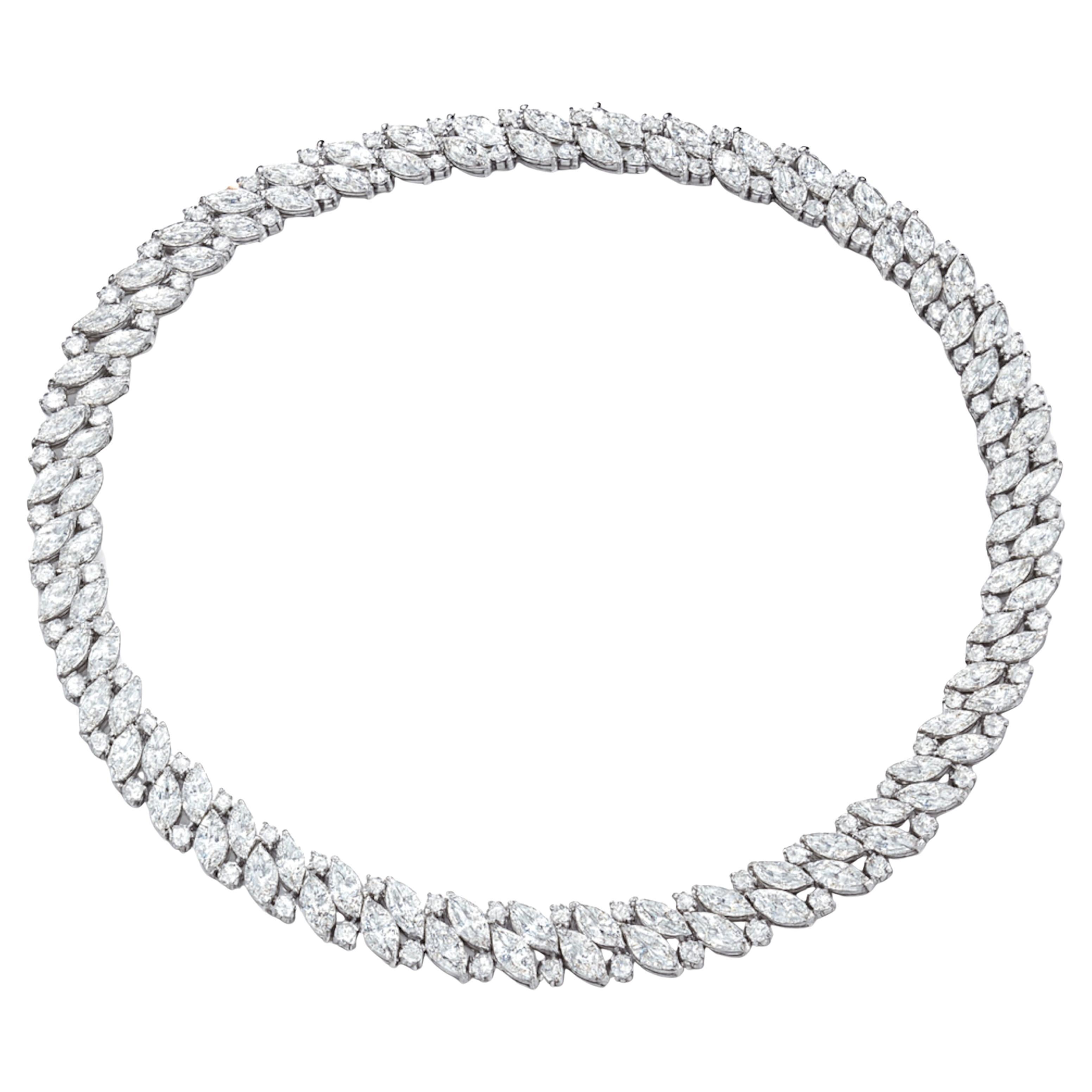 Tiffany & Co. 48 Karat Marquise Cluster Diamant Platin Halskette