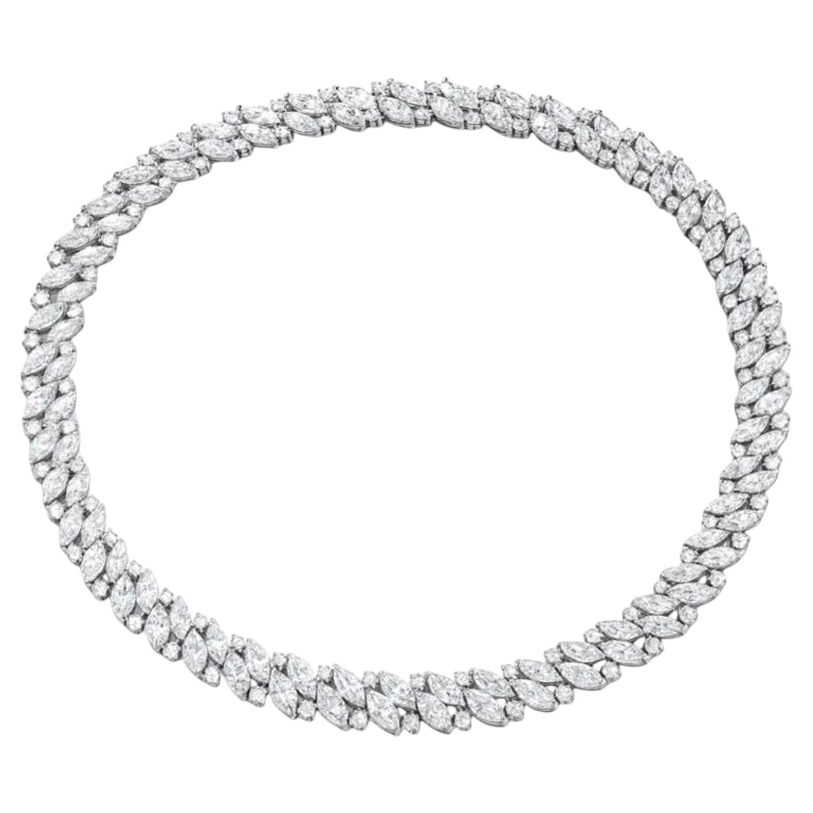Tiffany & Co. 48 Carat Marquise Cluster Diamond Platinum Necklace