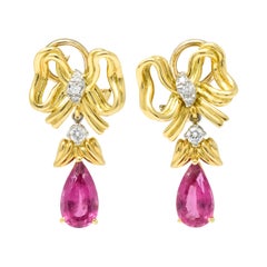 Tiffany & Co. 4.85 Carat Tourmaline Diamond Platinum 18 Karat Gold Earrings