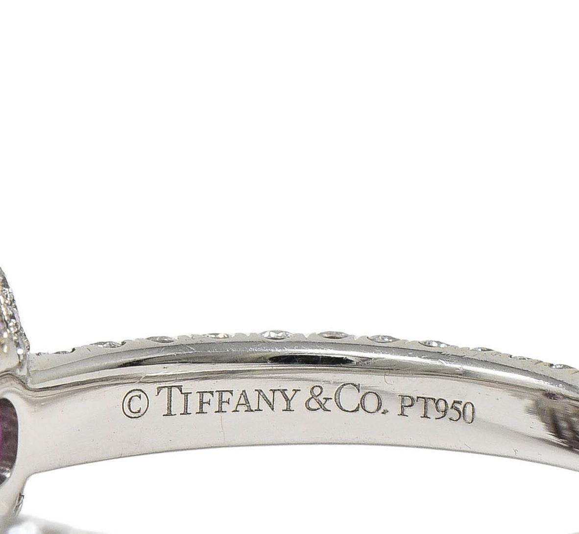 Tiffany & Co. 4.91 CTW Ceylon Pink Sapphire Diamond Platinum Halo Ring GIA 2