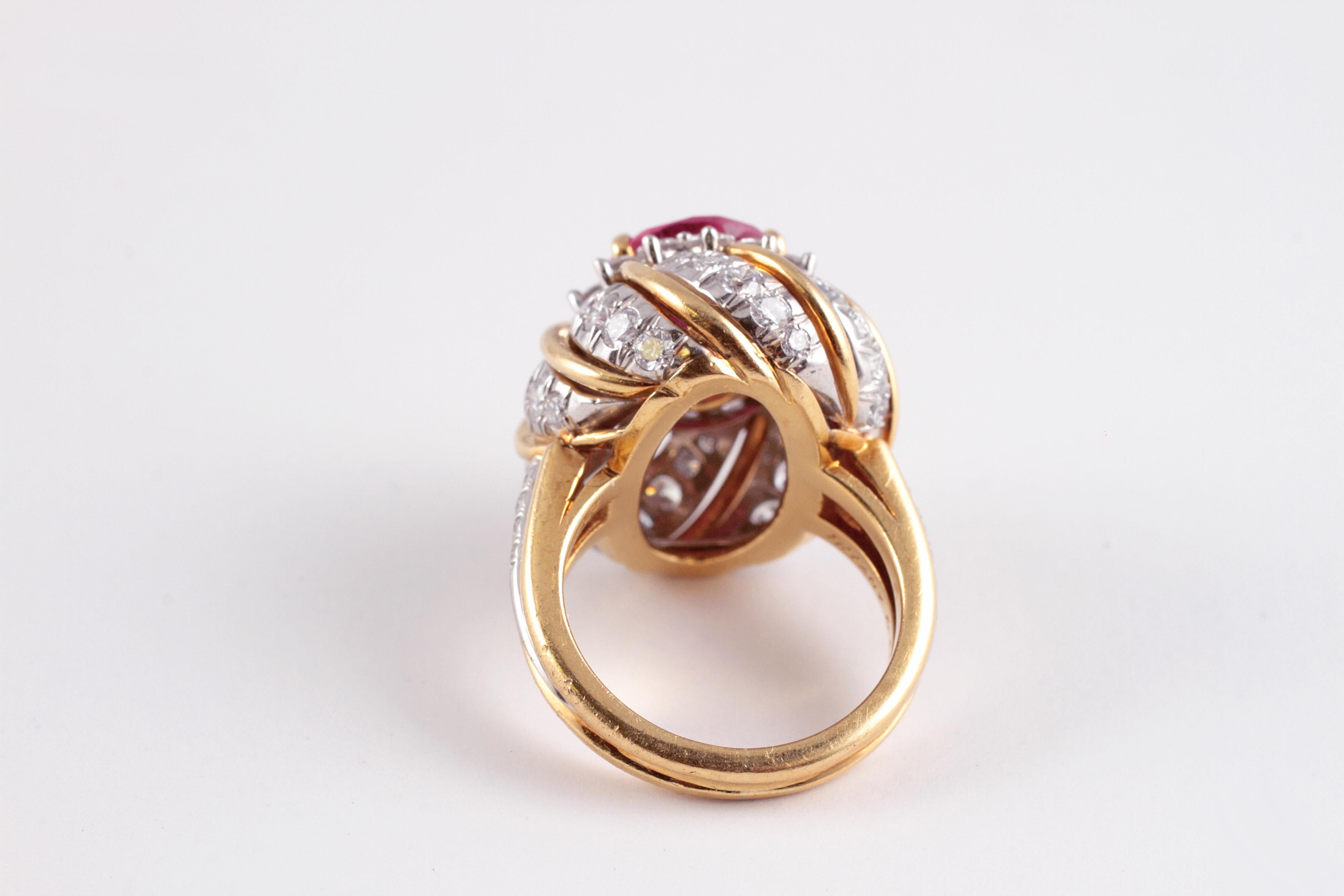 Tiffany & Co. 4.95 Carat Rubellite 2.05 Carat Diamond Ring In Good Condition In Dallas, TX