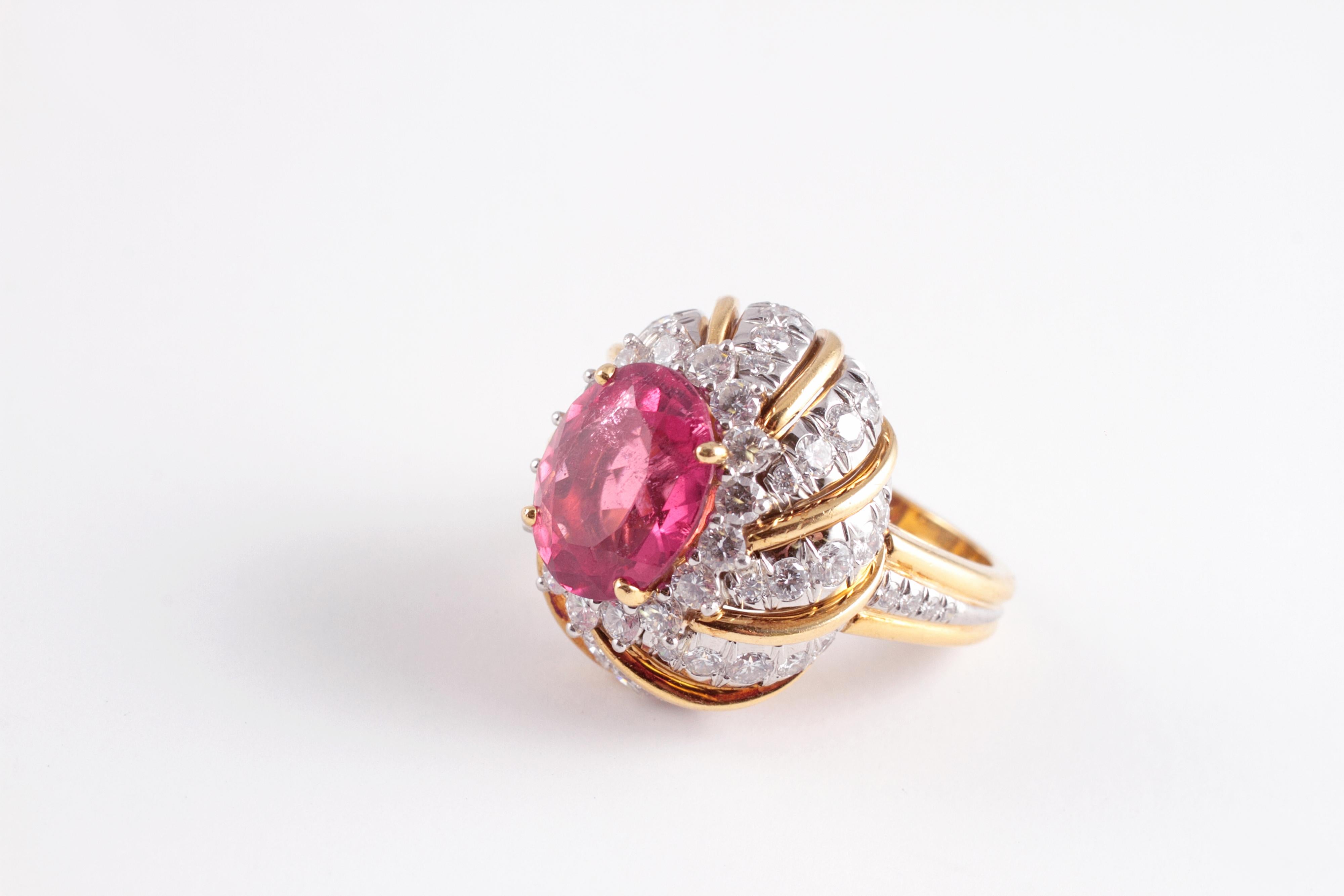 Tiffany & Co. 4.95 Carat Rubellite 2.05 Carat Diamond Ring 2