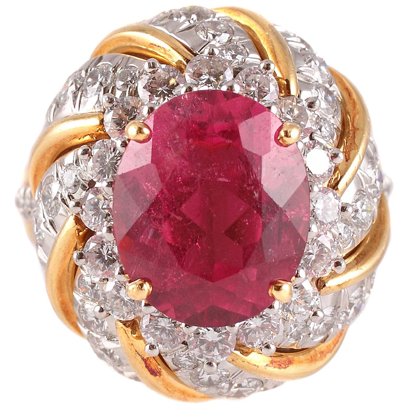 Tiffany & Co. 4.95 Carat Rubellite 2.05 Carat Diamond Ring For Sale