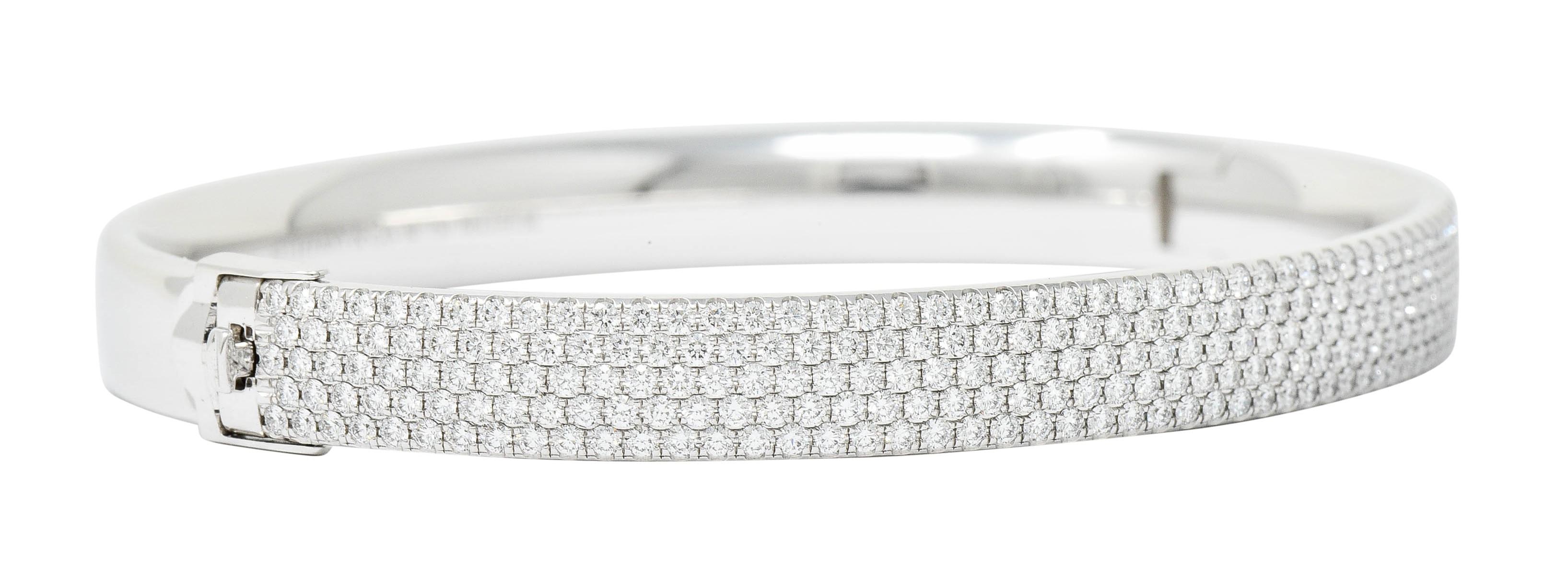 Contemporary Tiffany & Co. 4.96 Carat Pave Diamond 18 Karat White Gold Metro Bangle Bracelet