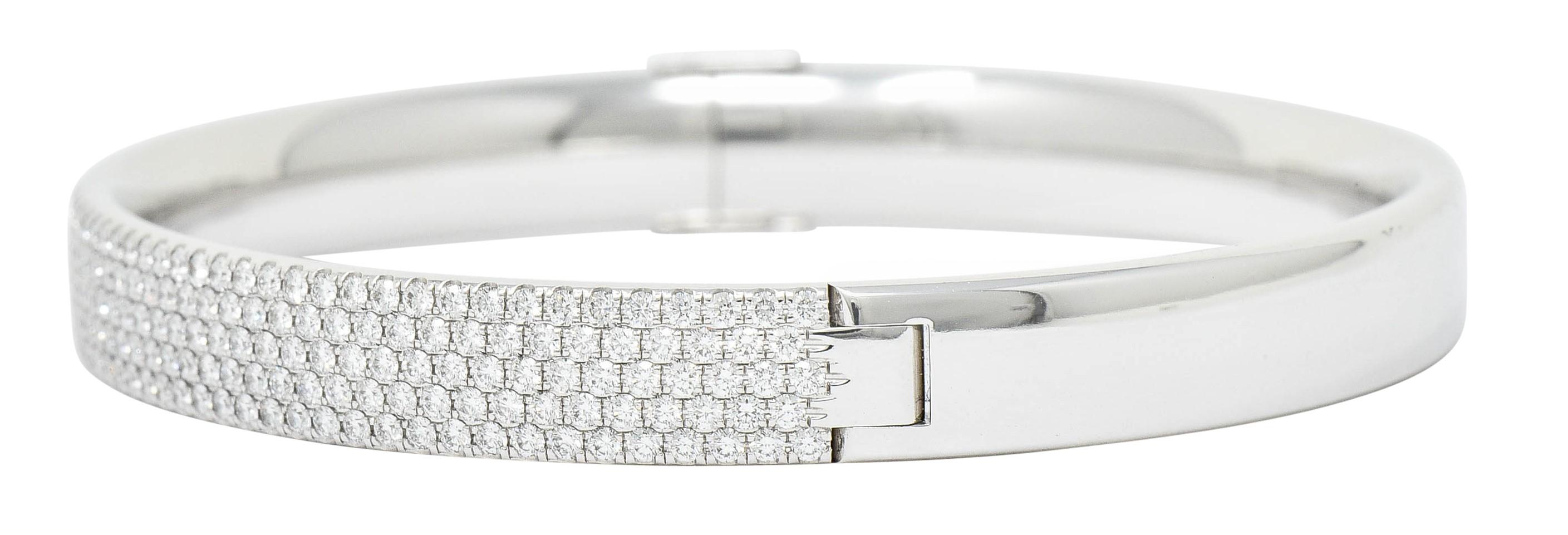 Brilliant Cut Tiffany & Co. 4.96 Carat Pave Diamond 18 Karat White Gold Metro Bangle Bracelet