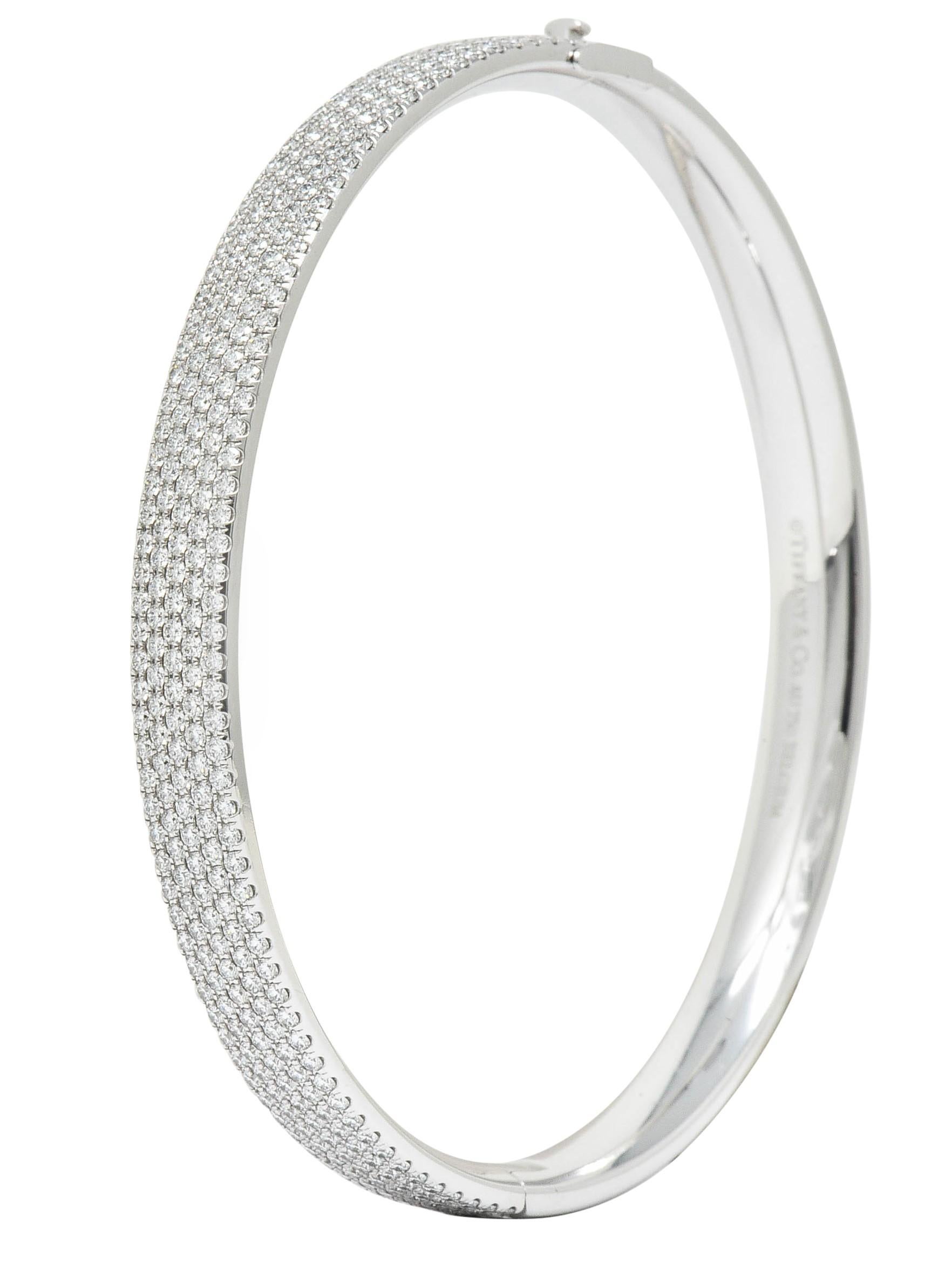 Tiffany & Co. 4.96 Carat Pave Diamond 18 Karat White Gold Metro Bangle Bracelet 3