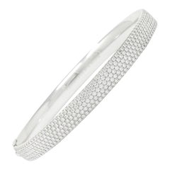 Tiffany & Co. 4.96 Carat Pave Diamond 18 Karat White Gold Metro Bangle Bracelet