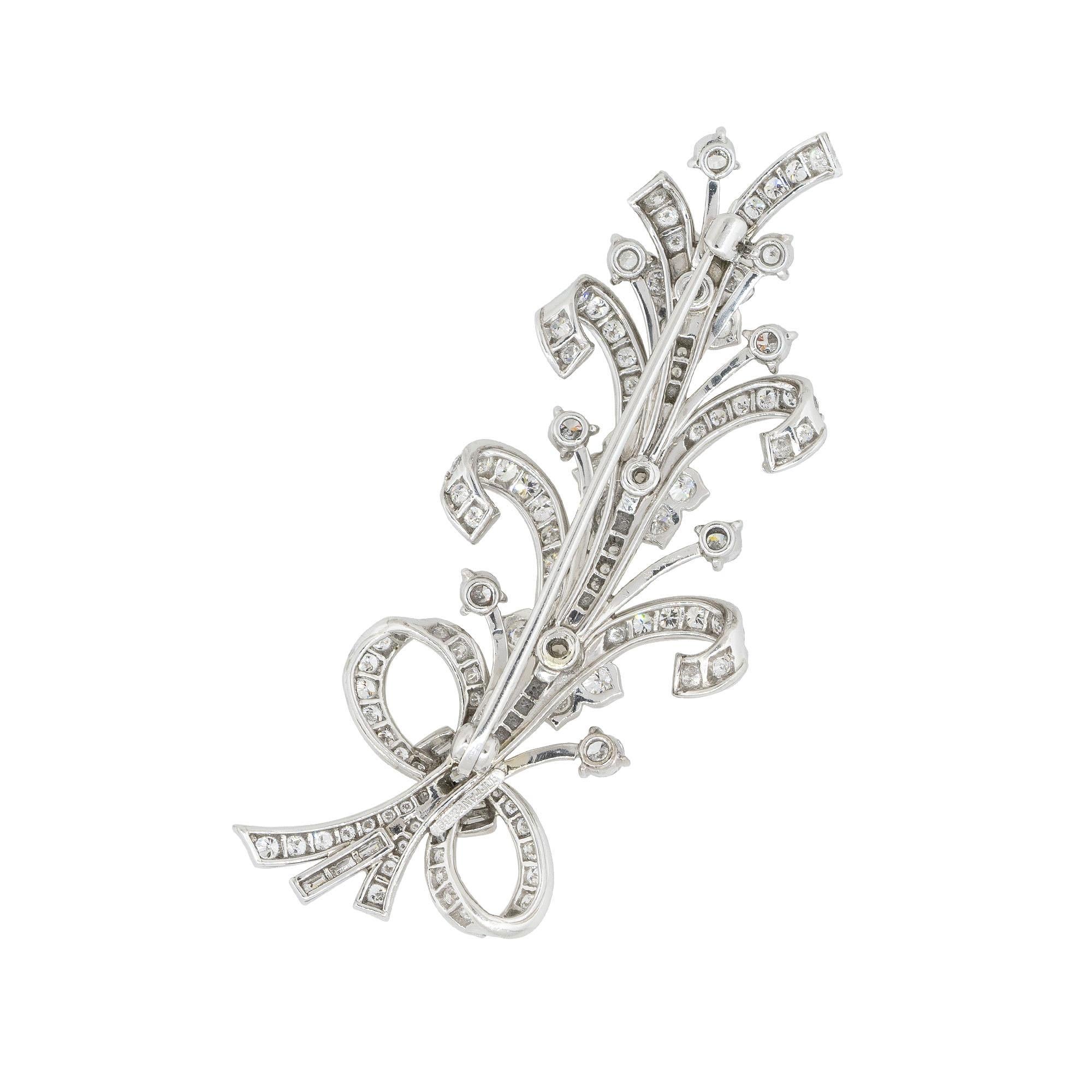 Tiffany & Co. 5 Carat Diamond Floral Brooch Pin Platinum In Stock In Excellent Condition In Boca Raton, FL