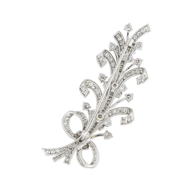 Tiffany & Co. 5 Carat Diamond Floral Brooch Pin Platinum In Stock In Excellent Condition For Sale In Boca Raton, FL
