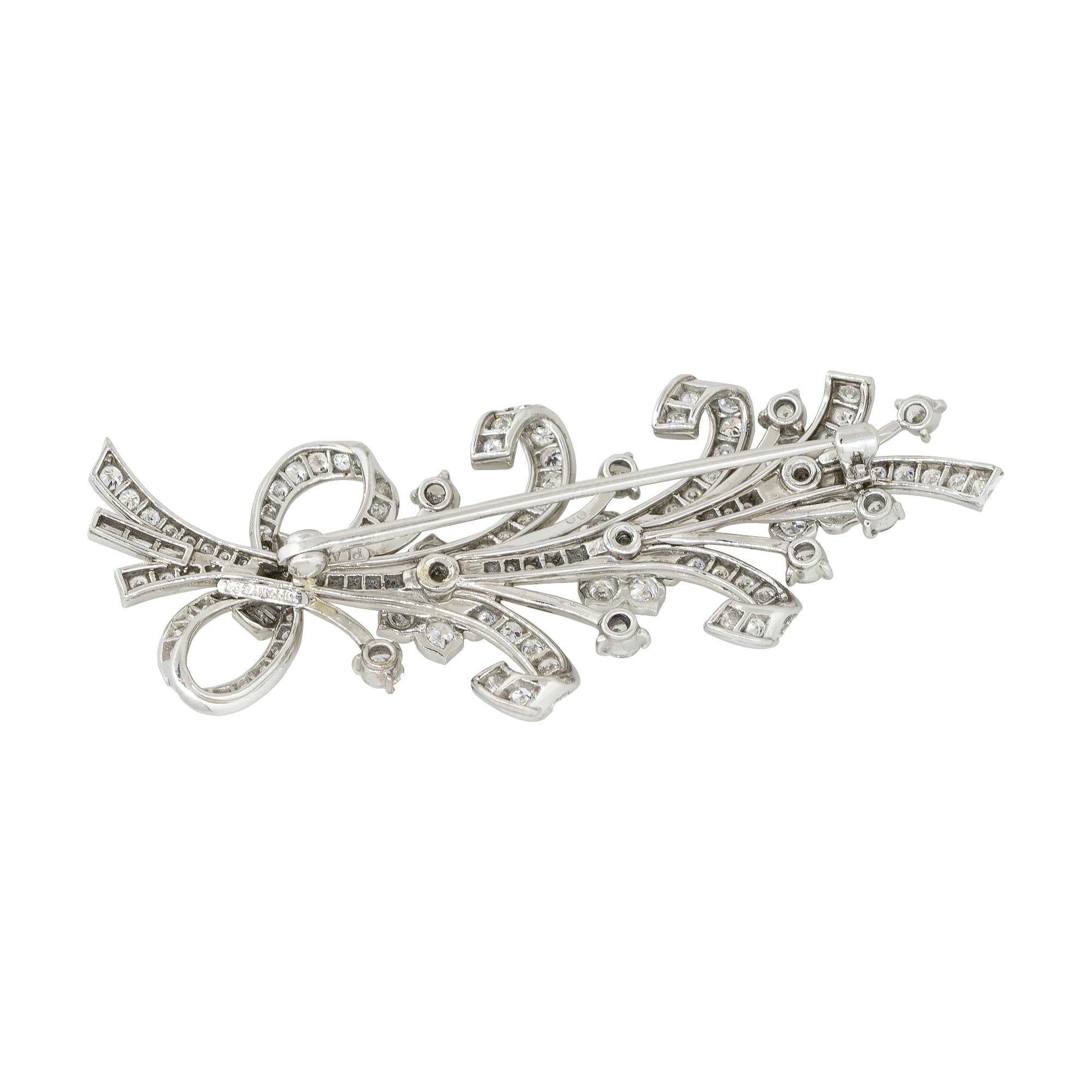 Tiffany & Co. 5 Carat Diamond Floral Brooch Pin Platinum In Stock In Excellent Condition In Boca Raton, FL