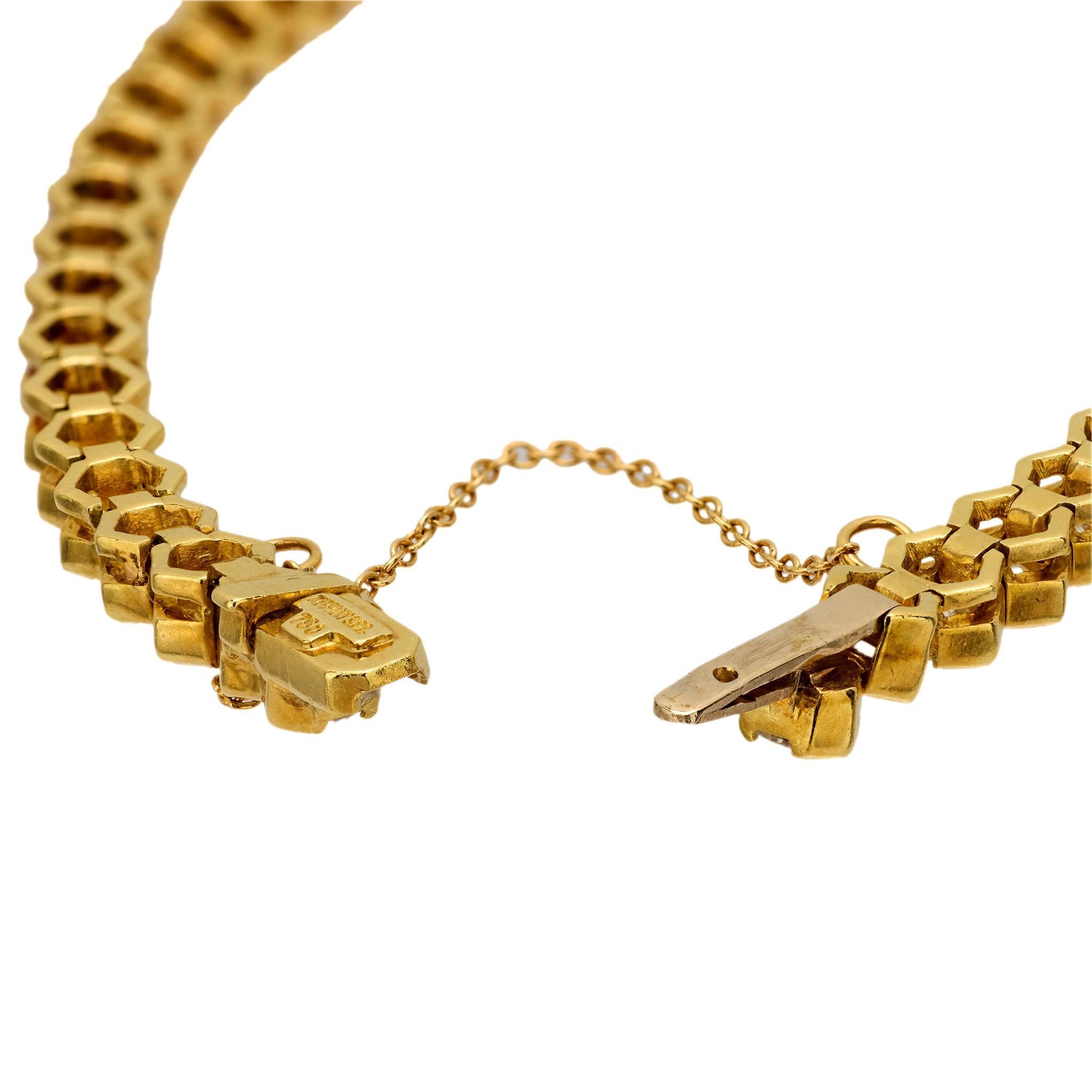 Modern Tiffany & Co. 5 carat total weight diamond 18k yellow gold tennis bracelet