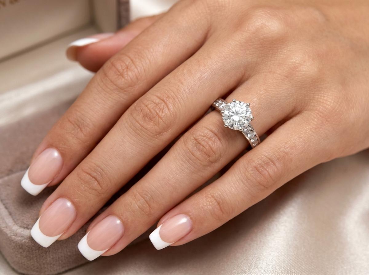 Questo splendido anello di Tiffany & Co. presenta un diamante centrale naturale taglio Brilliante rotondo Tiffany-CERTIFIED del peso di 1,58 carati, con un colore G, una purezza VVS1 e un taglio, una lucidatura e una simmetria tripli eccellenti.