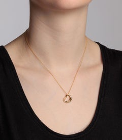 Tiffany & Co. 5 Diamond 18ct Yellow Gold 16mm Elsa Peretti Open Heart Pendant