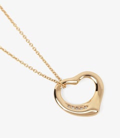 Tiffany & Co. 5 Diamond 18ct Yellow Gold 16mm Elsa Peretti Open Heart Pendant