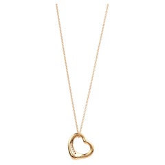 Tiffany & Co. 5 Diamond 18ct Yellow Gold 16mm Elsa Peretti Open Heart Pendant
