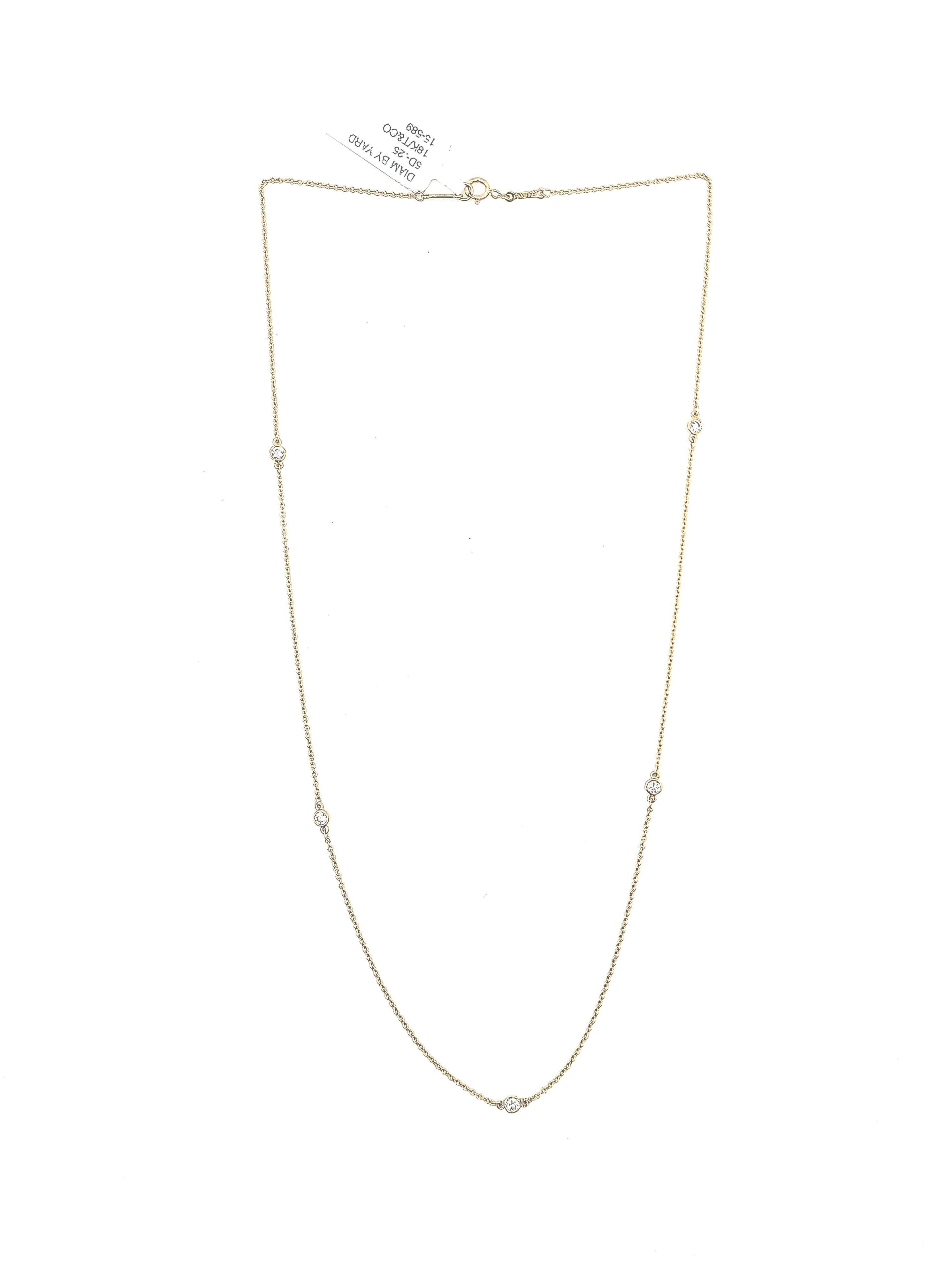 Modern Tiffany & Co. 5 Diamond 18k Yellow Elsa Peretti Diamonds by the Yard Necklace