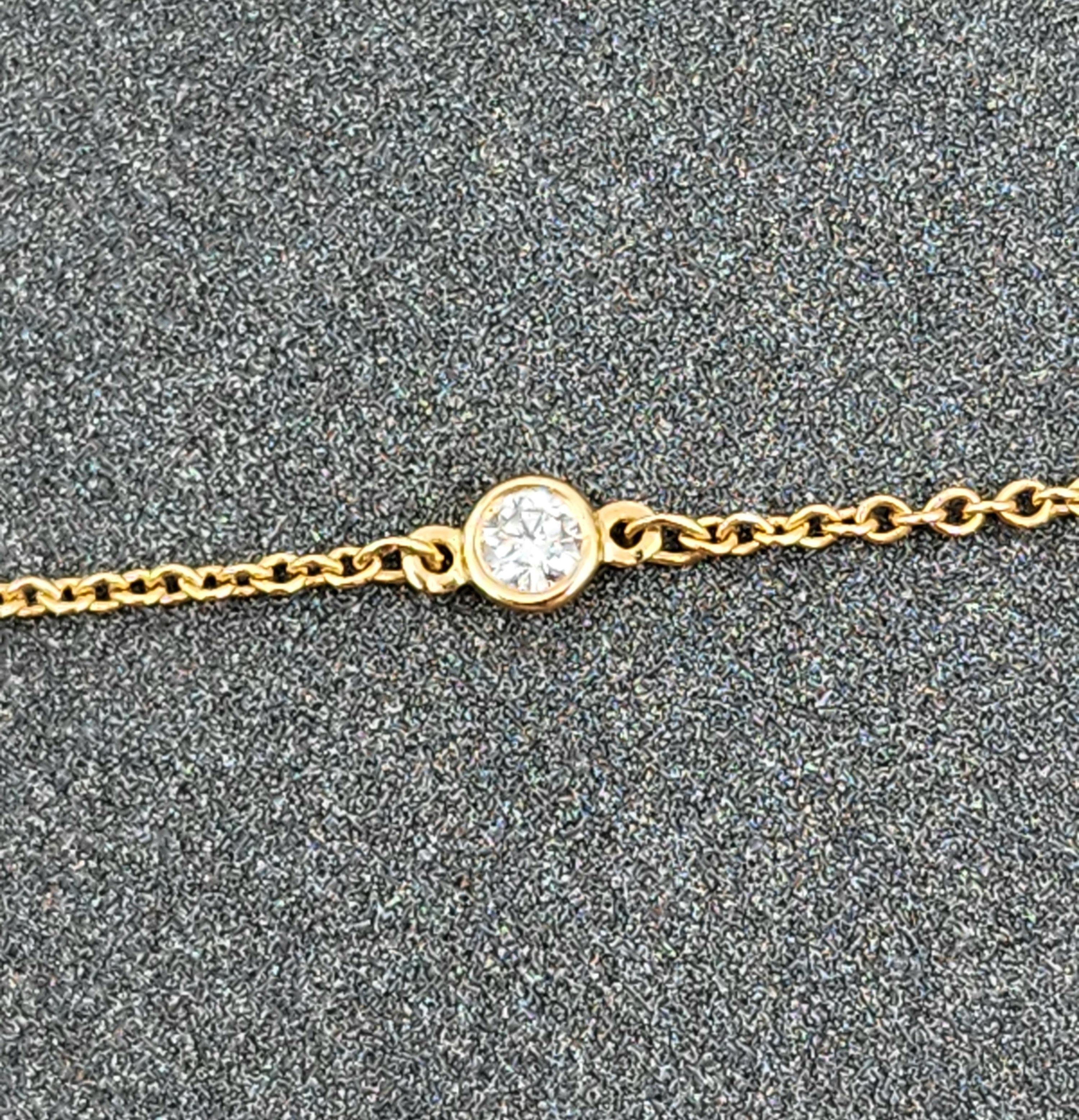 Round Cut Tiffany & Co. 5 Diamond 18k Yellow Elsa Peretti Diamonds by the Yard Necklace