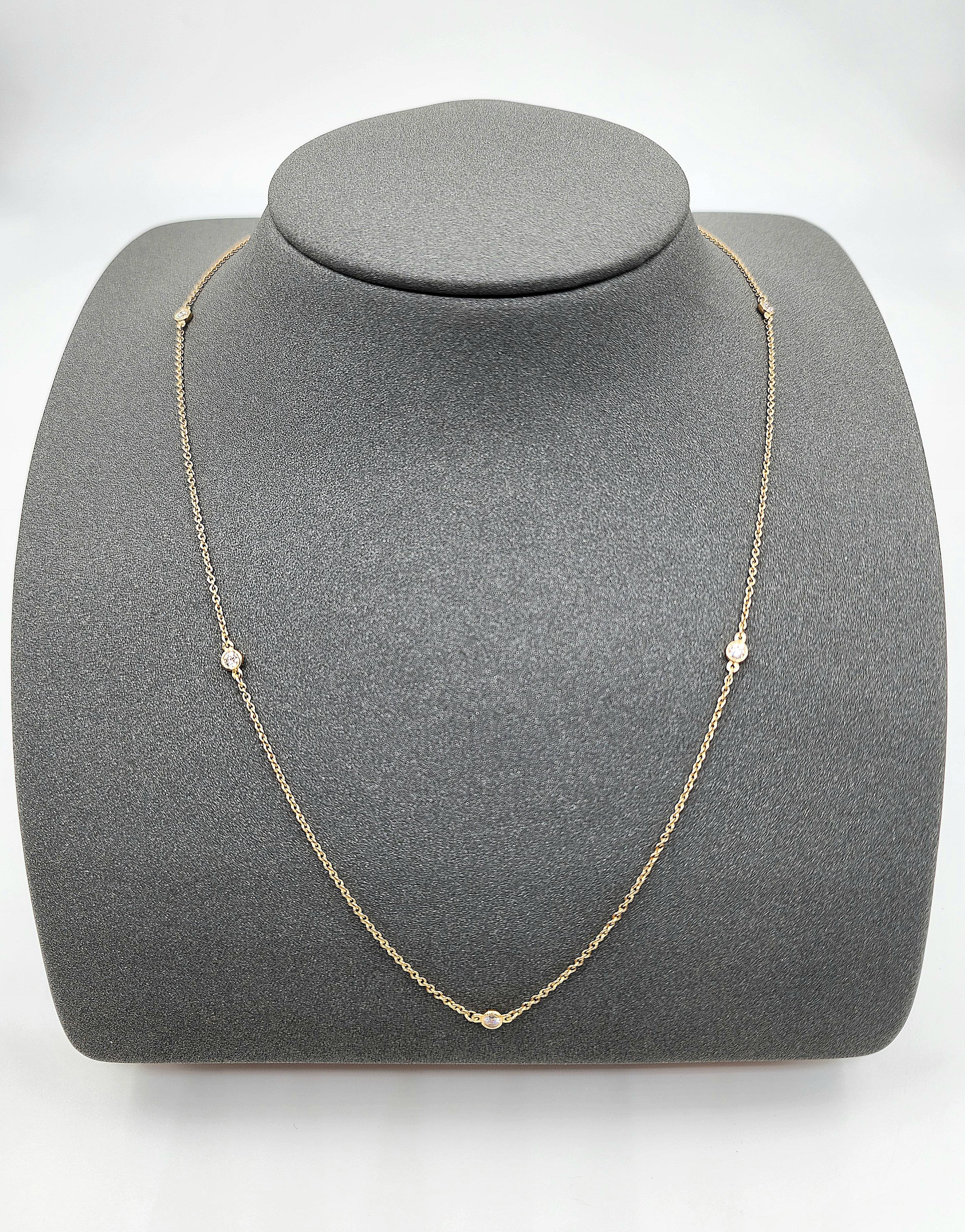 Tiffany & Co. 5 Diamond 18k Yellow Elsa Peretti Diamonds by the Yard Necklace In Excellent Condition In Chicago, IL