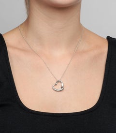 Tiffany & Co. 5 Diamond Platinum 16mm Elsa Peretti Open Heart Pendant