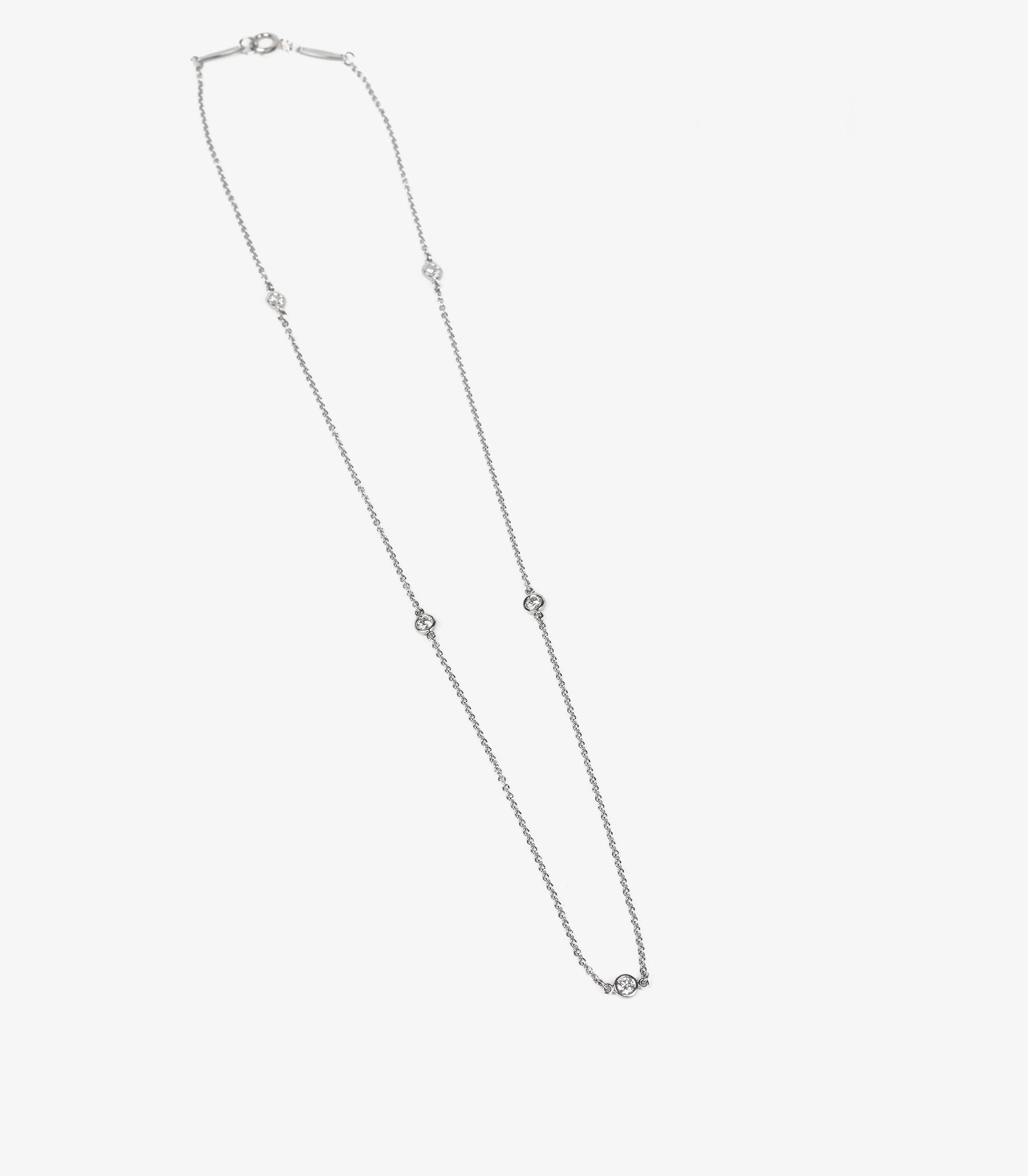 Tiffany & Co. 5 Diamond Platinum Elsa Peretti Diamonds by the Yard Necklace

Product Details
Xupes Ref: COMJ842
Brand: Tiffany & Co.
Model: 5 Station Diamonds by the Yard Necklace
Type: Necklace
Accompanied By: Tiffany & Co. Box, Pouch, Travel Pouch