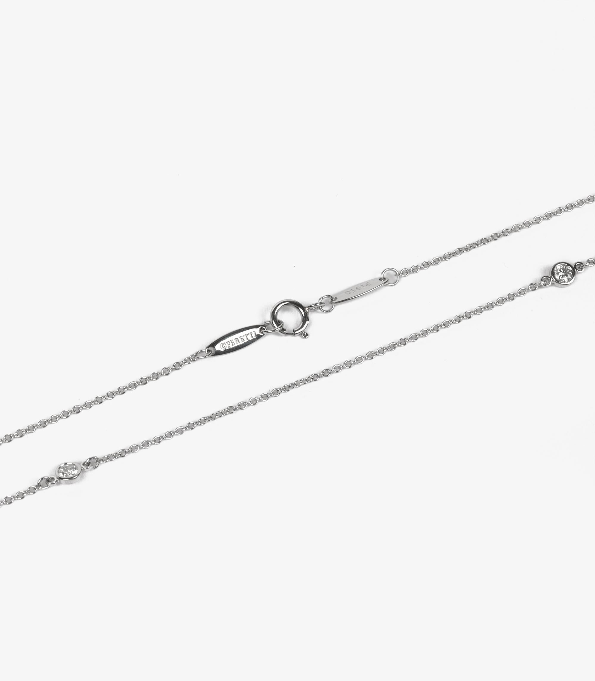 Round Cut Tiffany & Co. 5 Diamond Platinum Elsa Peretti Diamonds by the Yard Necklace