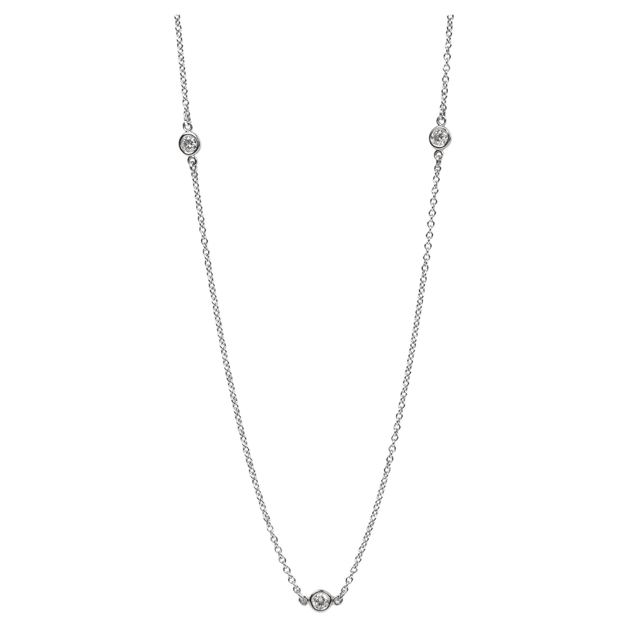 Tiffany & Co. 5 Diamond Platinum Elsa Peretti Diamonds by the Yard Necklace