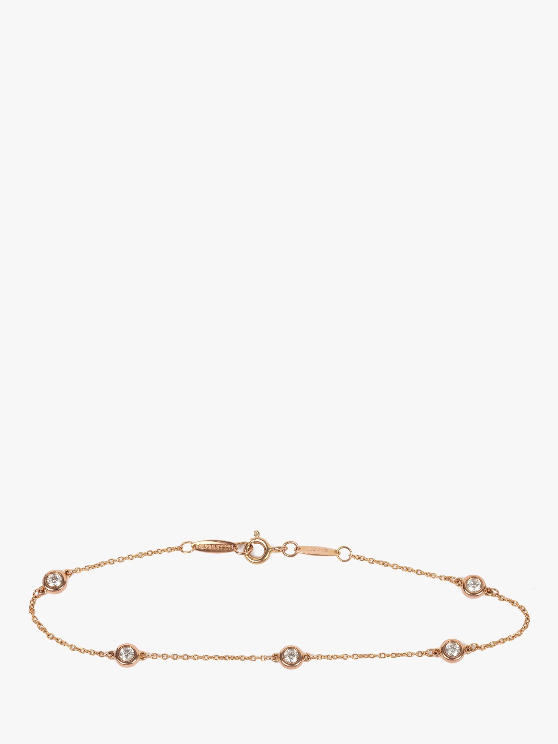 Tiffany & Co. 5 Diamond 18ct Rose Gold Elsa Peretti Diamonds by the Yard Bracelet

Product Details
Xupes Ref: J1447
Brand: Tiffany & Co.
Model: 5 Station Diamonds by the Yard Bracelet
Type: Bracelet
RRP: £3,825
Material(s): 18ct Rose Gold
Gemstone:
